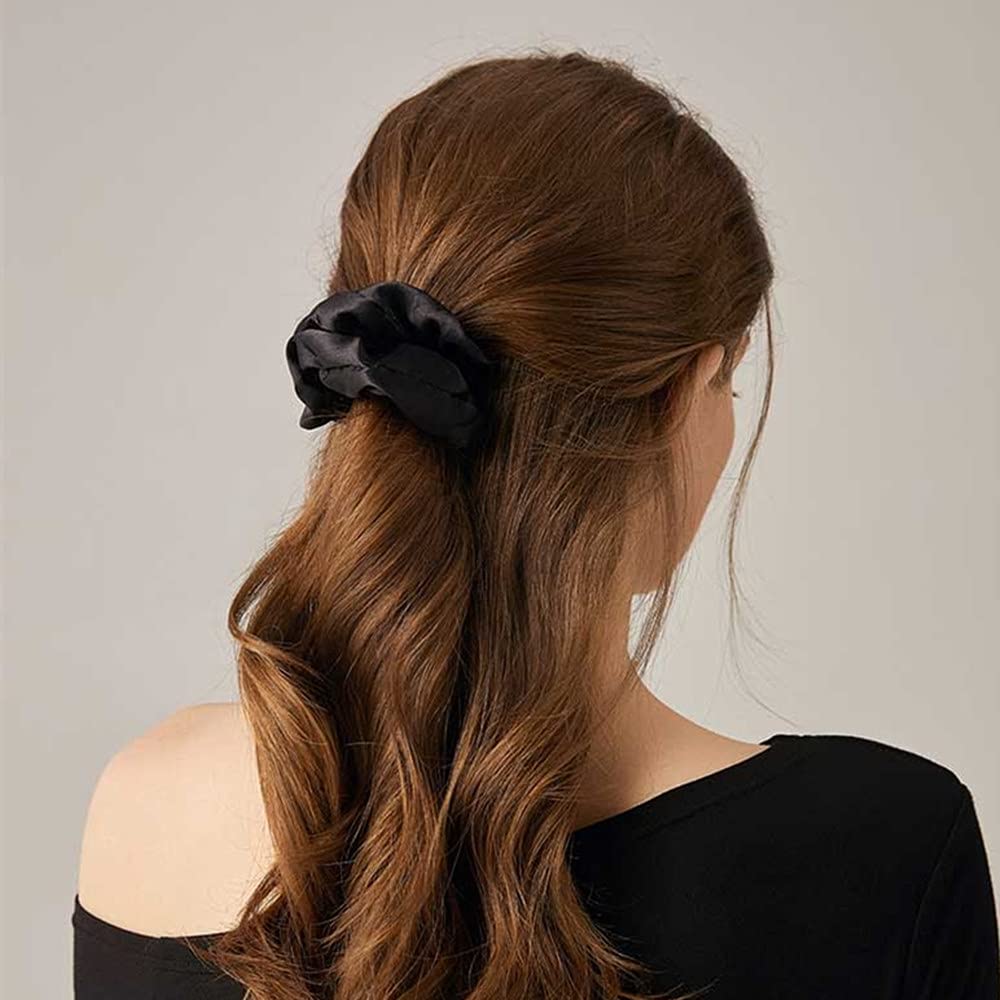 4Pcs Silk Hair Ties for Women - Soft Satin Stretch Hair Bands for Gentle Hair Care (Great for Daily Use, Workouts, and Travel)