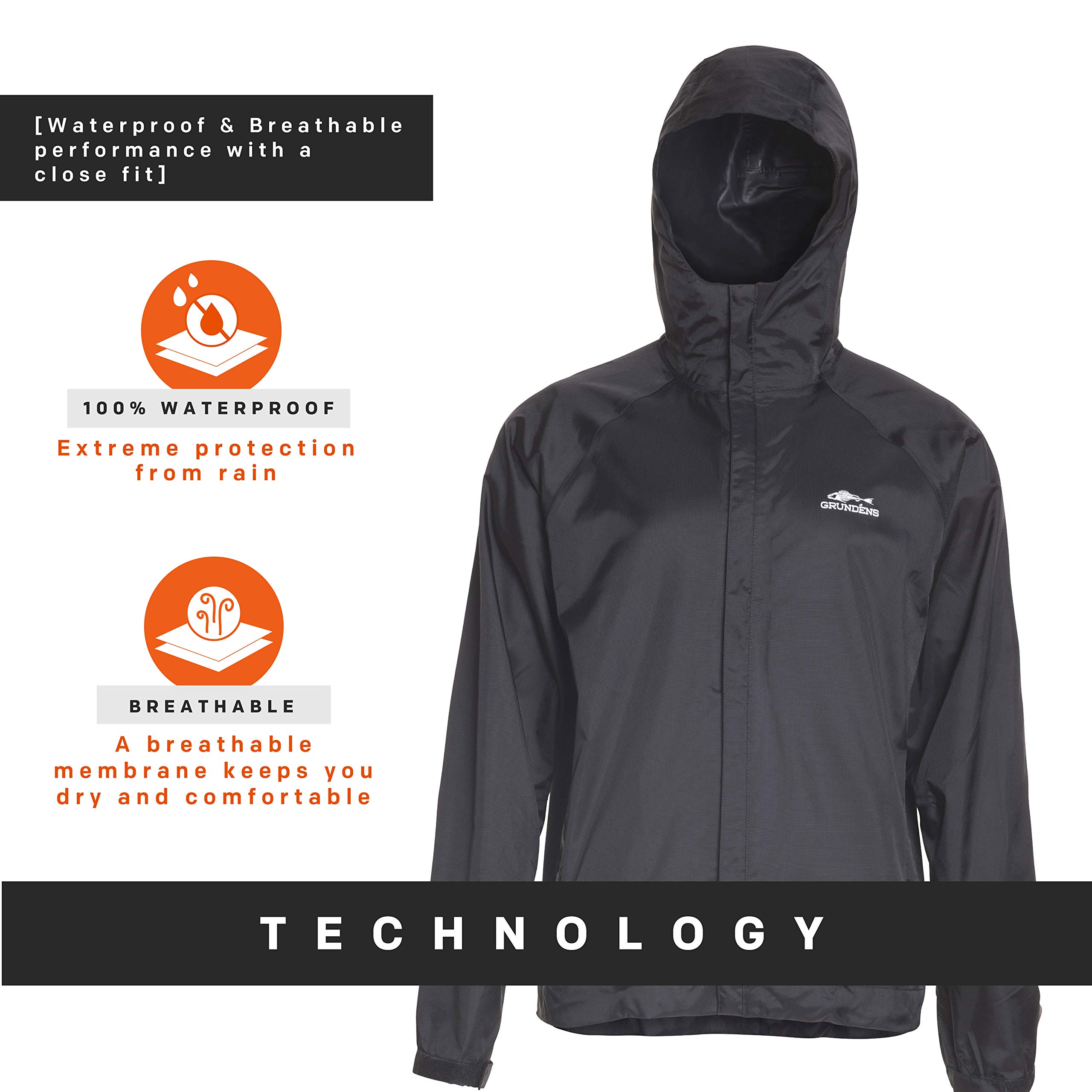 Grundéns Weather Watch Hooded Fishing Jacket - Waterproof & Windproof Outdoor Gear for Fishing, Hunting & Hiking - Stay Dry in All Conditions