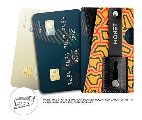 Monet Wallet Phone Grip with Kickstand - Giraffe Pattern Slim Card Holder & Phone Stand for iPhone Samsung - Perfect for Travel, Shopping, and Hands-Free Video Calls