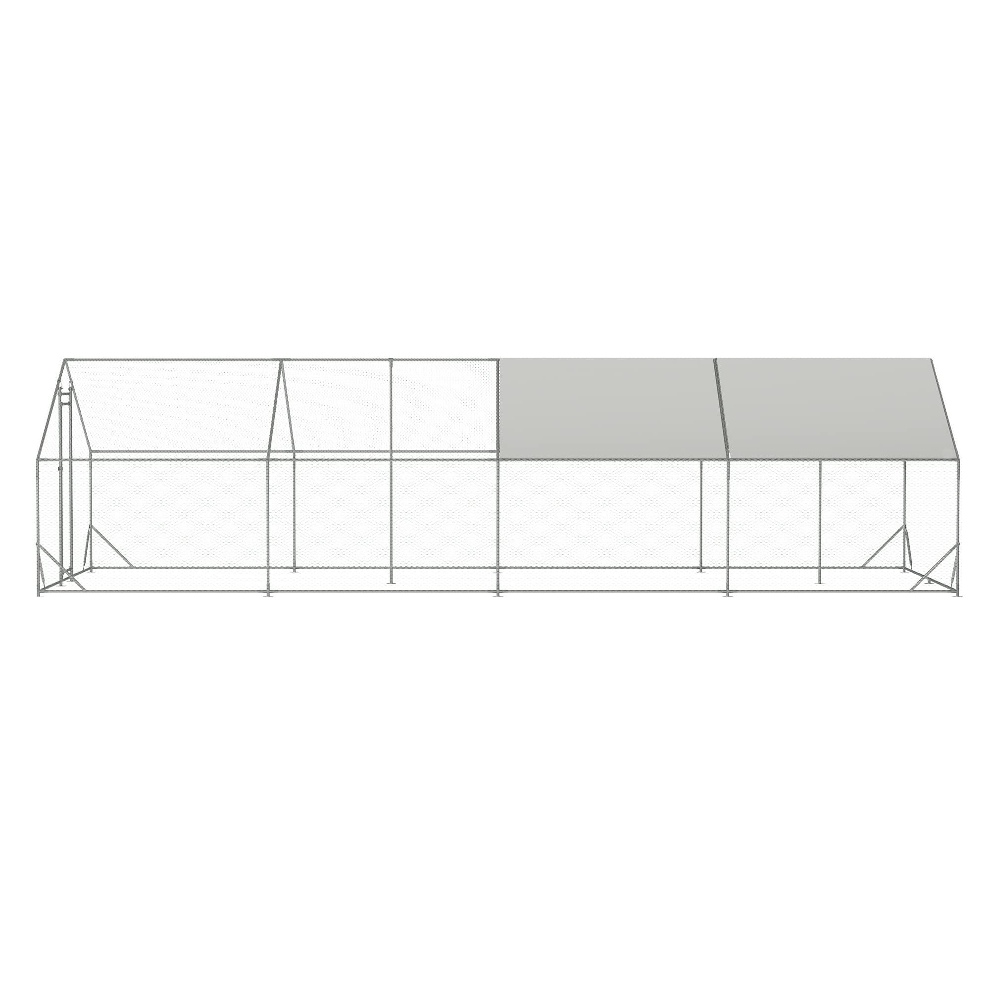 Premium 10'x26'x6.56' Walk-In Chicken Coop - Large Metal Poultry Cage with Waterproof UV-Resistant Cover - Backyard Hen House for Chickens, Ducks & Rabbits - Ideal for Farm, Garden & Outdoor Poultry Keeping