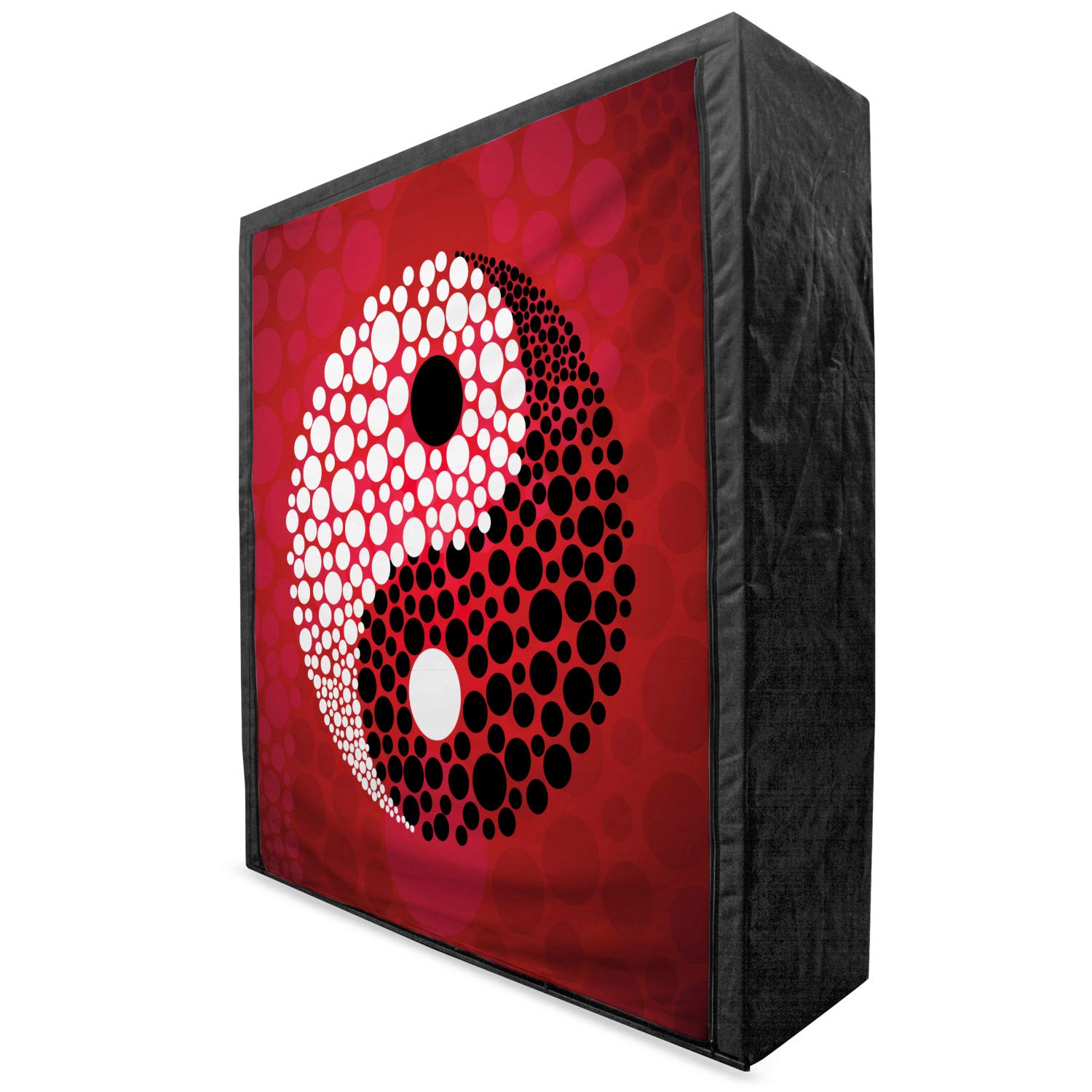 Ambesonne Yin Yang Portable Fabric Wardrobe - Black & White Abstract Design with Dots Pattern - 59