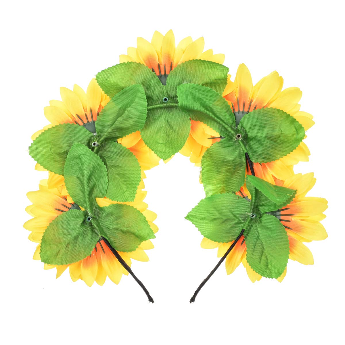 DDazzling Yellow Sunflower Headband Floral Crown - Boho Festival Hair Accessory for Women, Halloween Costume, Bridal Shower, Photo Props, Summer Party