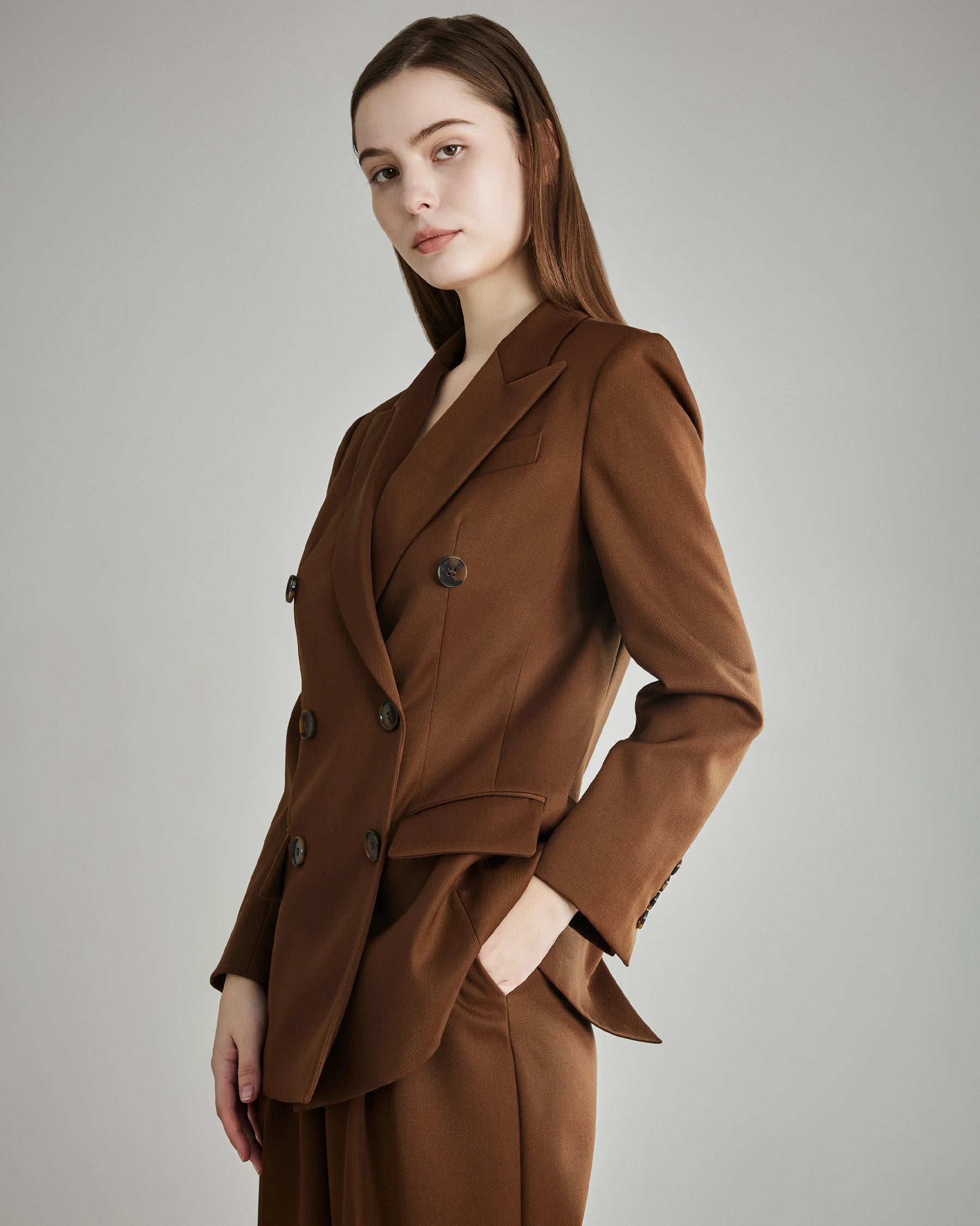 Women's Wool Double Breasted Blazer Coat - Warm Winter Business Jacket for Office Work, Formal Events & Professional Outfits