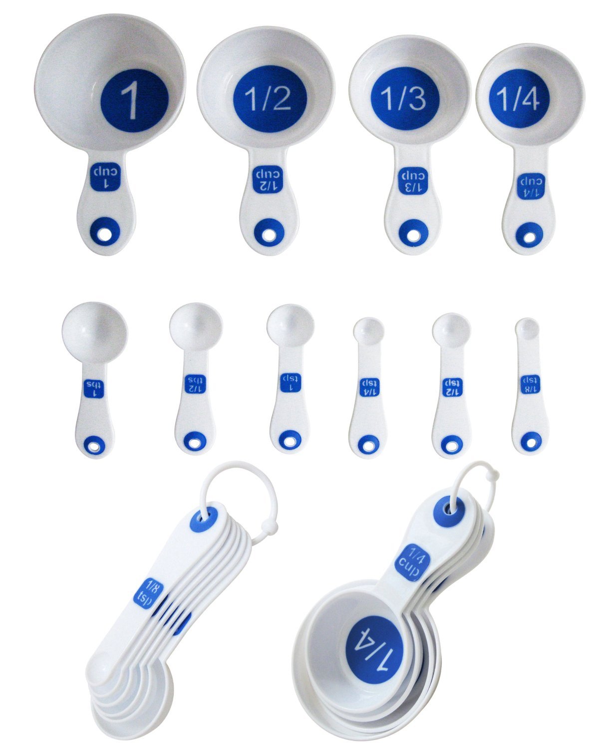 Premium 10-Piece Chef Craft Measuring Spoon and Cup Set (White & Blue) - Stainless Steel - Perfect for Baking, Cooking & Meal Prep