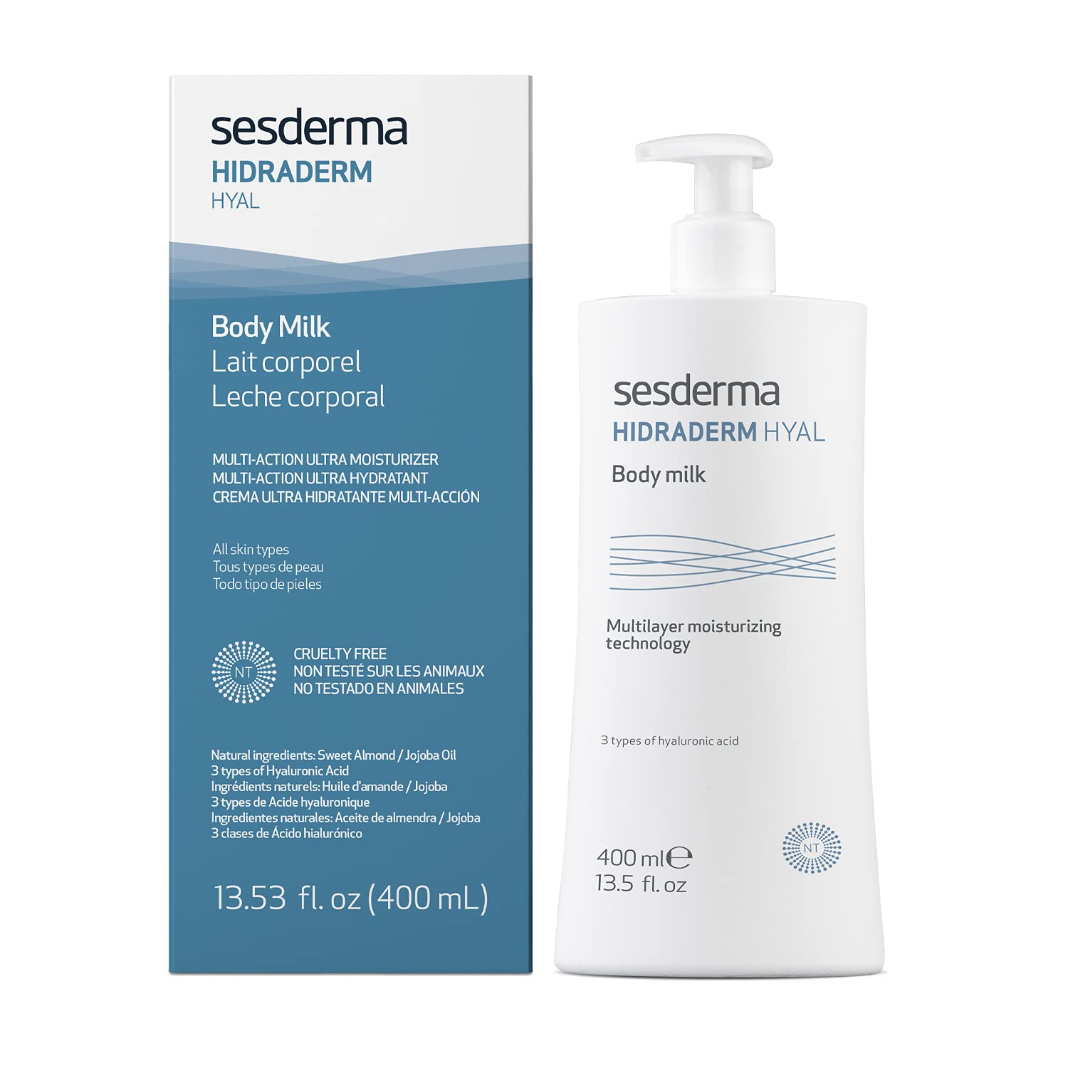 Sesderma Hidraderm Hyal Body Lotion - 13.5 Fl Oz Hydrating Moisturizer for Dry Skin | Daily Body Care for Smooth & Soft Skin | Perfect for Post-Shower & Nighttime Use