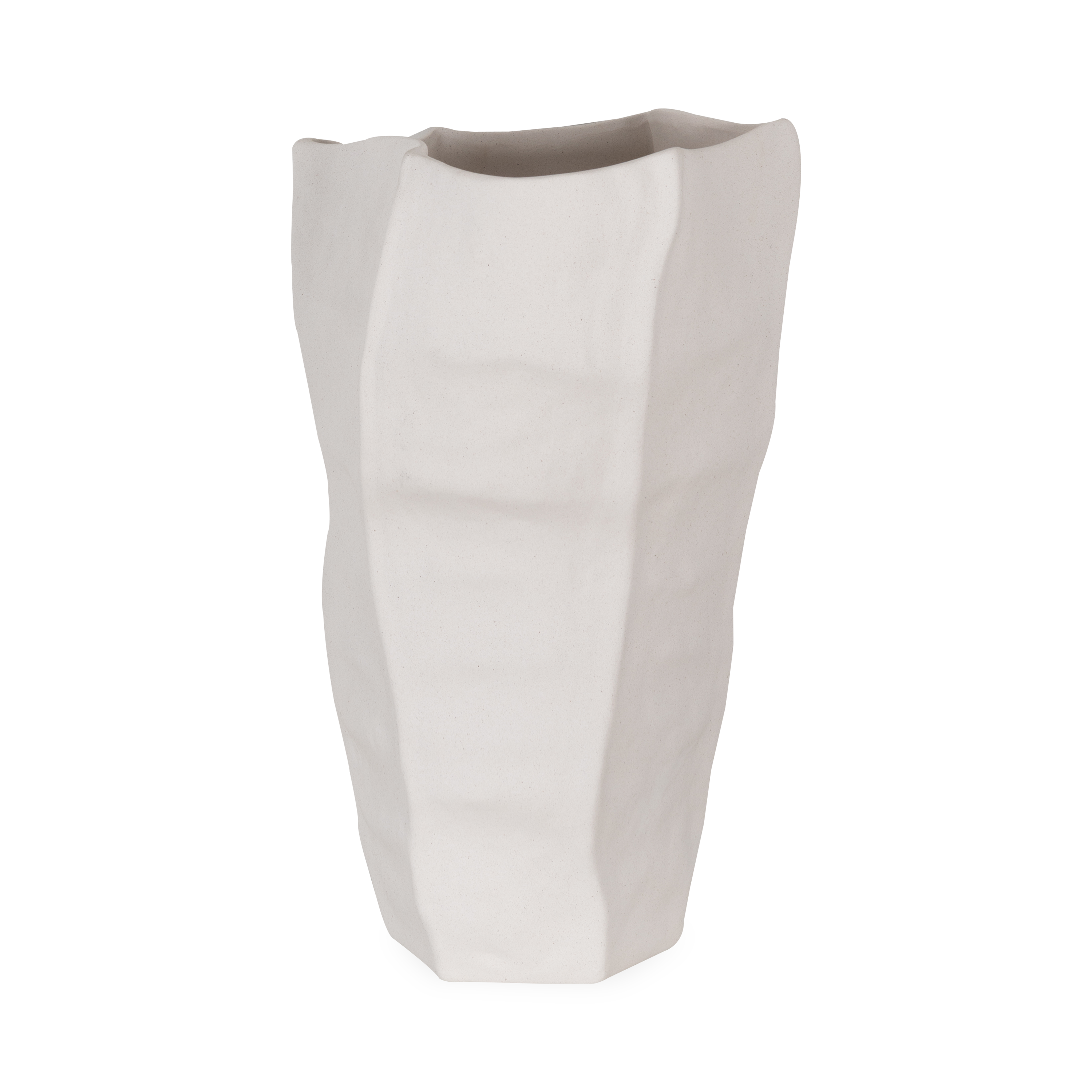 White Ceramic Vase for Home Decor - Minimalist Scandinavian Style Drift Vase for Living Room, Dining Table, or Office Desk Centerpiece