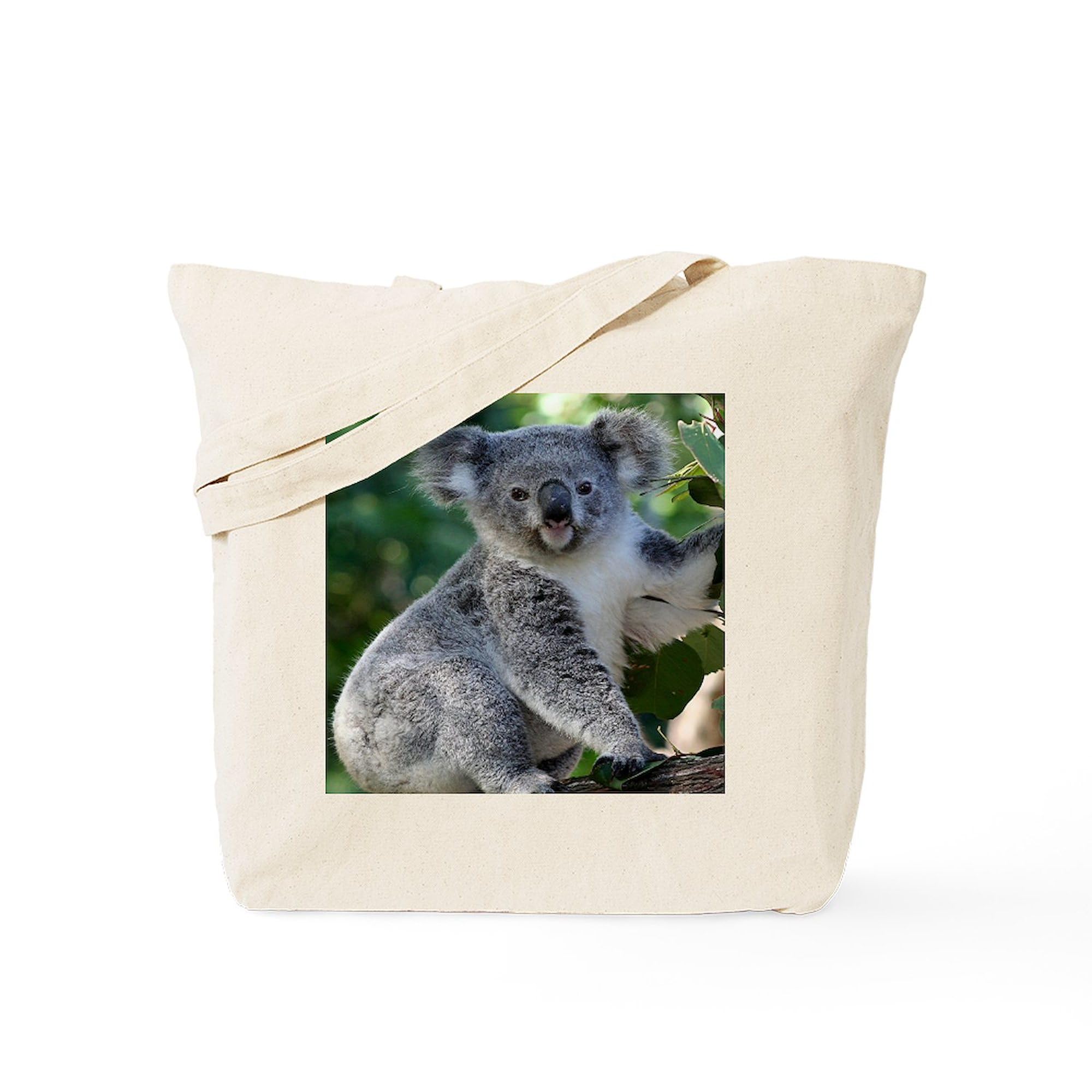 Cute Cuddly Koala Tote Bag - Natural Canvas Reusable Shopping Bag for Groceries, Beach & Daily Use | Eco-Friendly & Durable