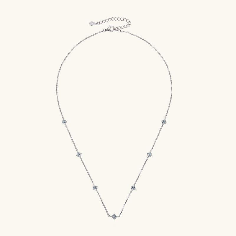 Shining Premium Moissanite Bezel Strand Necklace - 14K Gold Plated Elegant Jewelry for Women, Perfect for Weddings, Anniversaries & Special Occasions