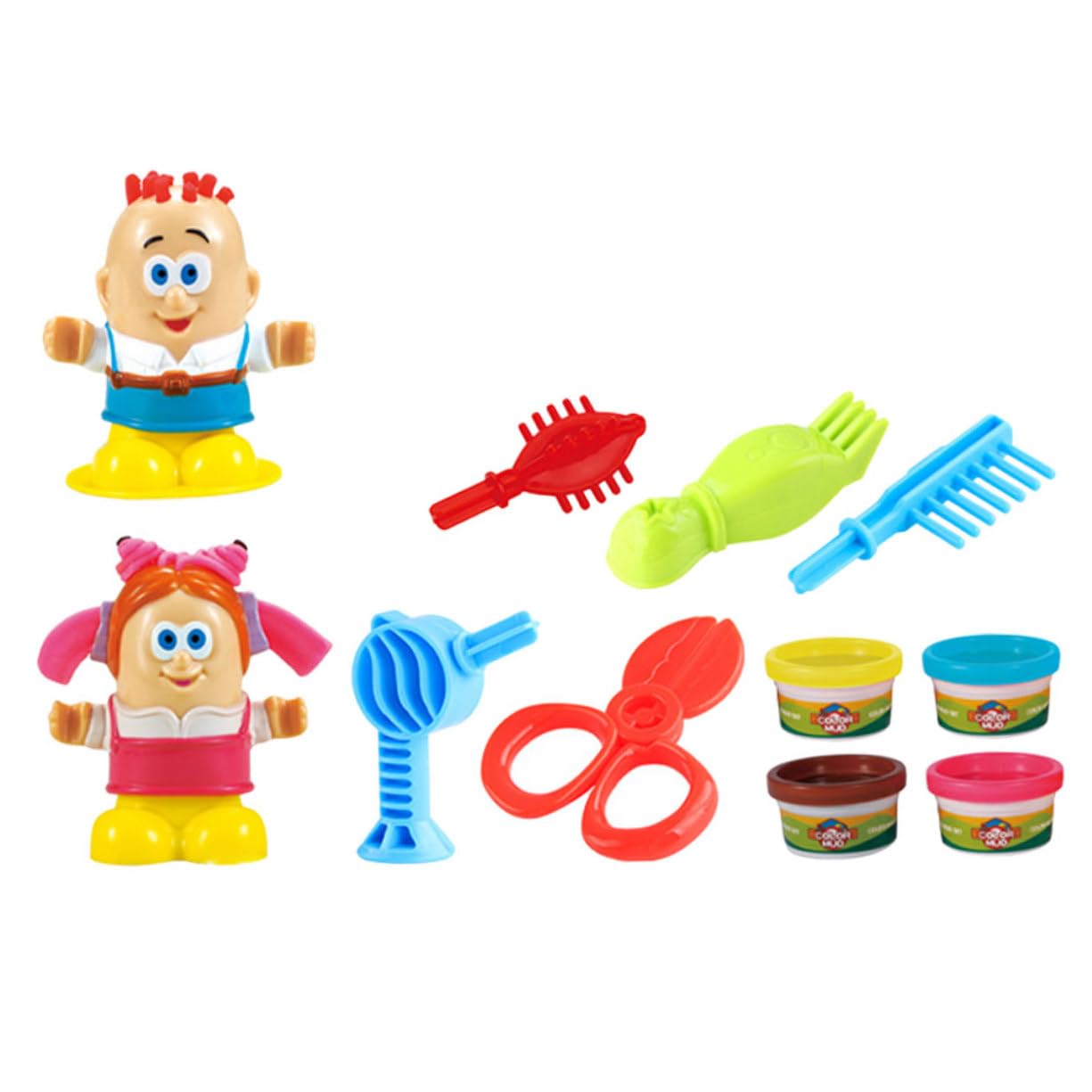 ERINGOGO 12-Piece Hair Styling Clay Toy Set for Kids - Non-Toxic Air Dry Modeling Clay, DIY Arts & Crafts Kit for Toddlers, Boys & Girls - Creative Play, Sensory Development & Educational Fun at Home or School