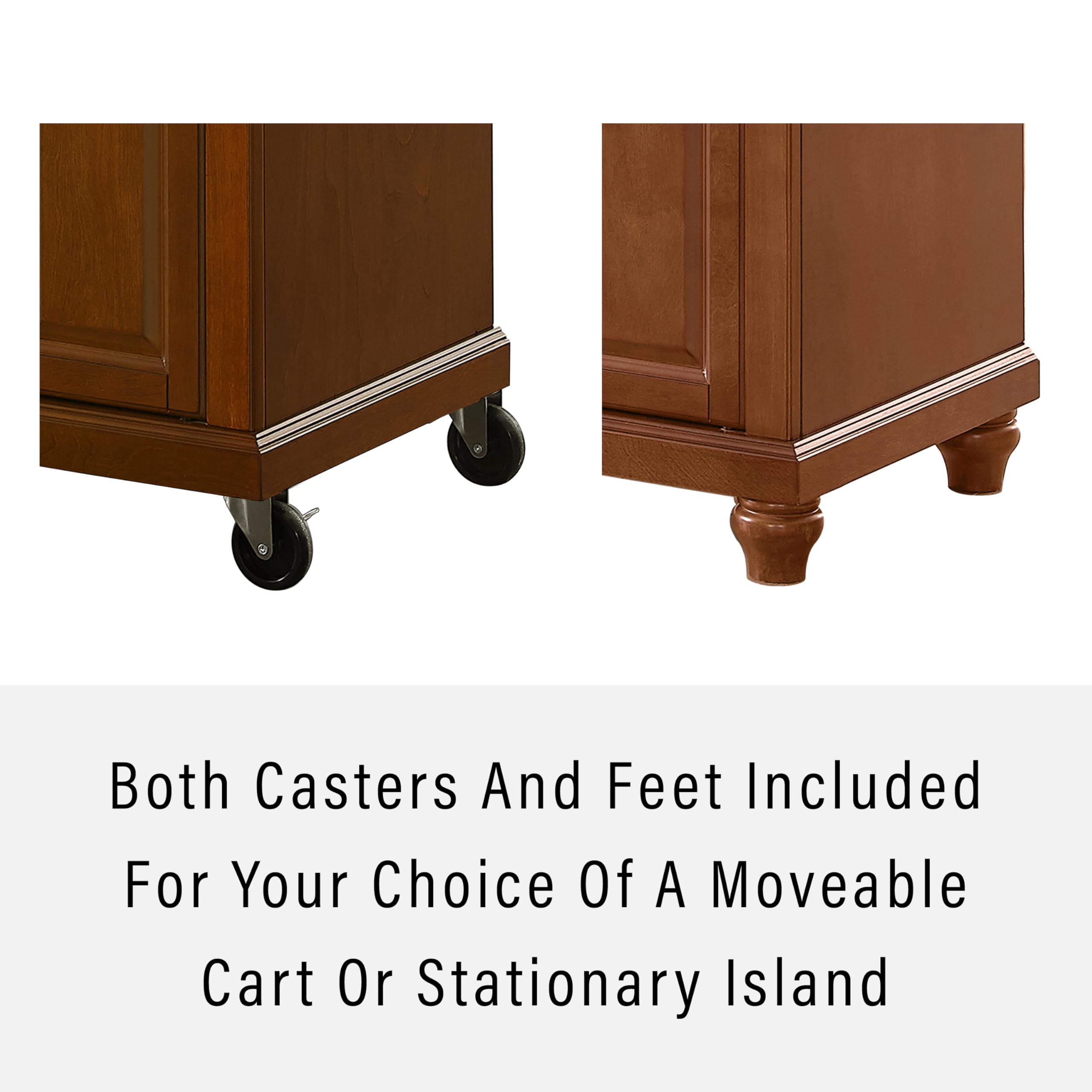 Crosley Cambridge Granite Top Rolling Kitchen Island with Storage - Microwave Stand, Spice Rack, Cherry Finish | Perfect for Small Kitchens, Pantry Organization & Mobile Food Prep Station