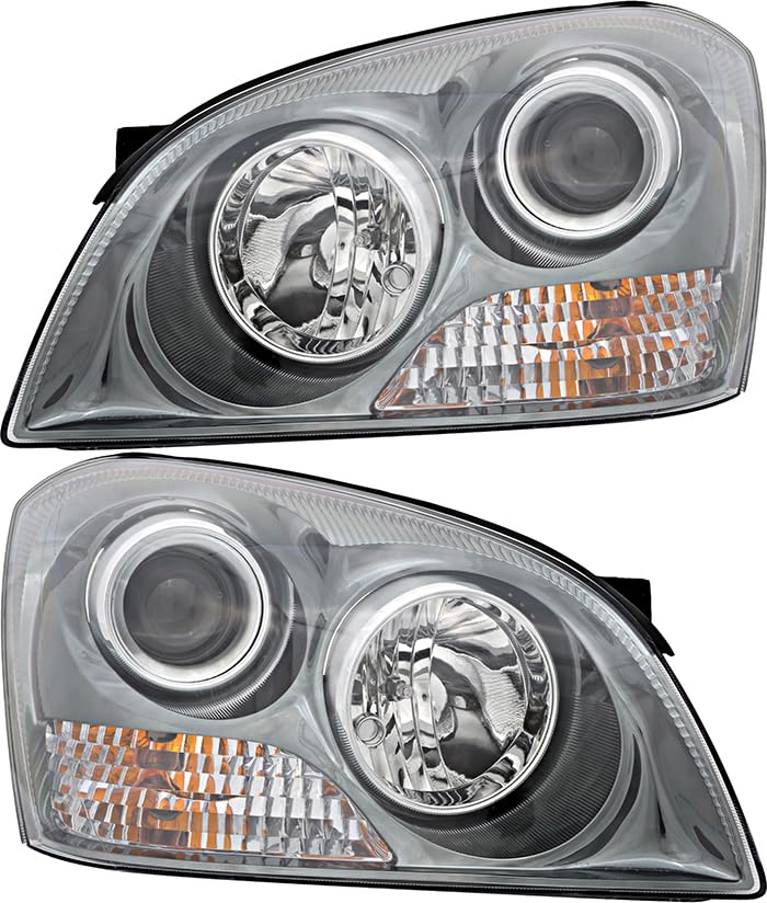 Kia Optima Headlight Assembly Replacement Set - Halogen Headlights for Driver & Passenger Side (2007-2008 Models) - Perfect for Night Driving & Foggy Conditions