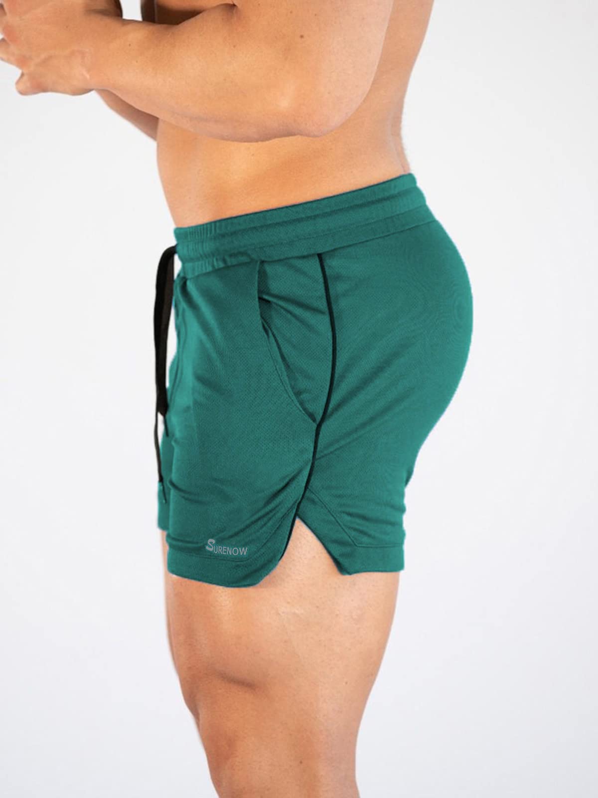 Surenow Men's 3 Inch Running Shorts - Lightweight Breathable Gym Workout Shorts with Pockets for Training, Jogging & Outdoor Sports
