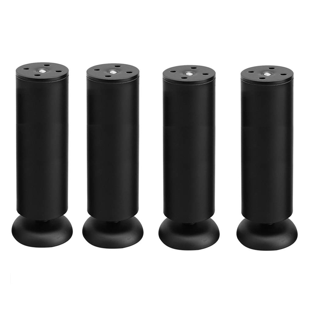 4-Pack Adjustable Thick Stainless Steel Furniture Legs - Heavy Duty Coffee Table, TV Stand, Sofa & Bathroom Cabinet Feet (Black) - Perfect for Home Office, Living Room & Bathroom Furniture Support