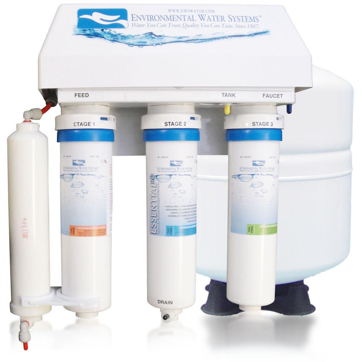 4-Stage Reverse Osmosis Under Sink Water Filtration System - Pure Drinking Water for Home, Kitchen & Office Use