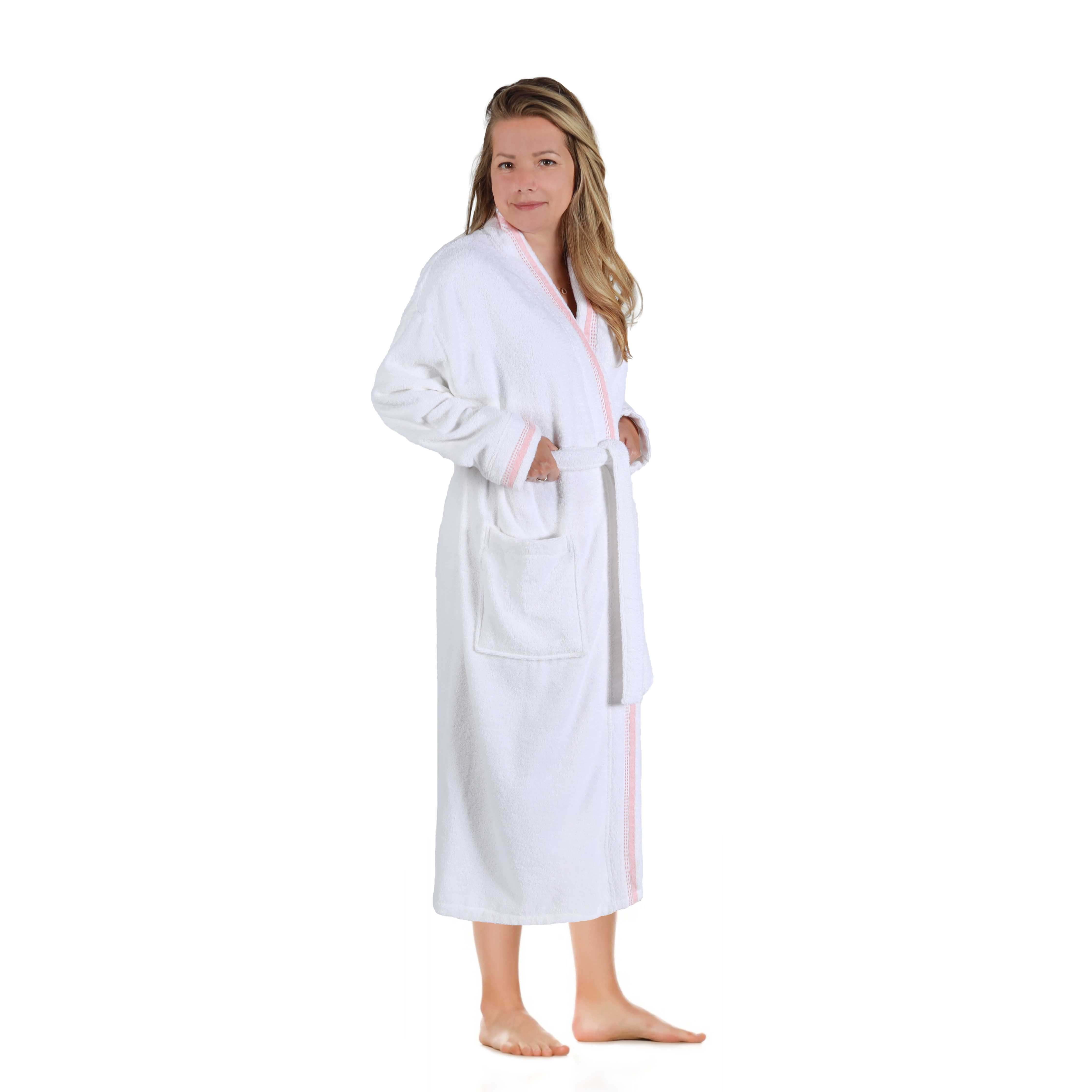 Unisex Cotton Terry Kimono Bathrobe with Embroidery - Soft & Absorbent for Spa, Beach & Home Relaxation