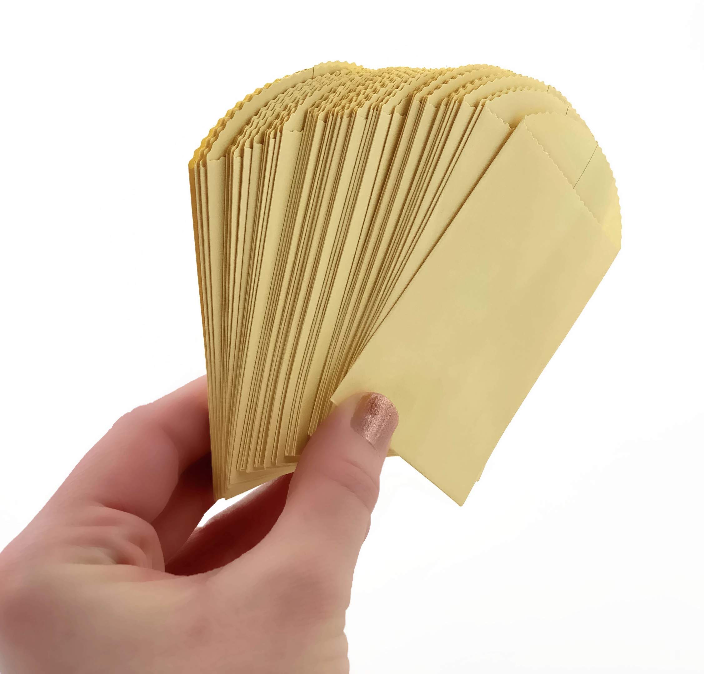 50 Yellow Mini Paper Bags 4x2.5 Inch - Small Party Favor Bags for Wedding, Baby Shower & Birthday - DIY Craft Supplies for Candy, Gifts & Treats - Bulk Pack of 50
