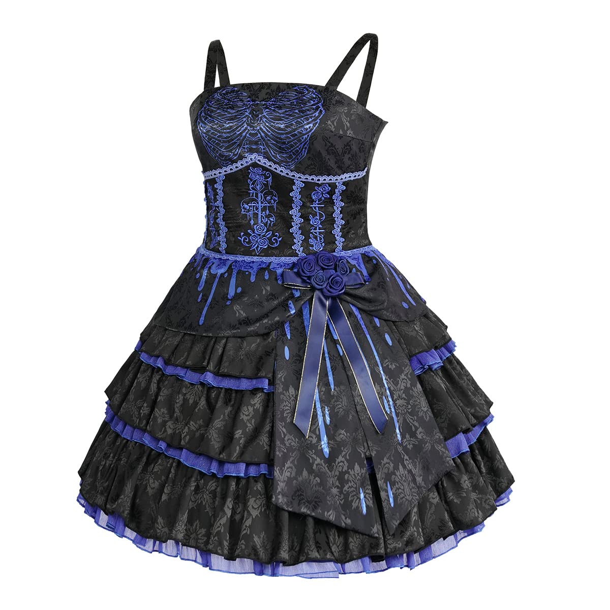 Gothic Punk Diablo Halloween Costume for Women - Embroidered Party Dress for Weekend Dance, Cosplay & Halloween Events