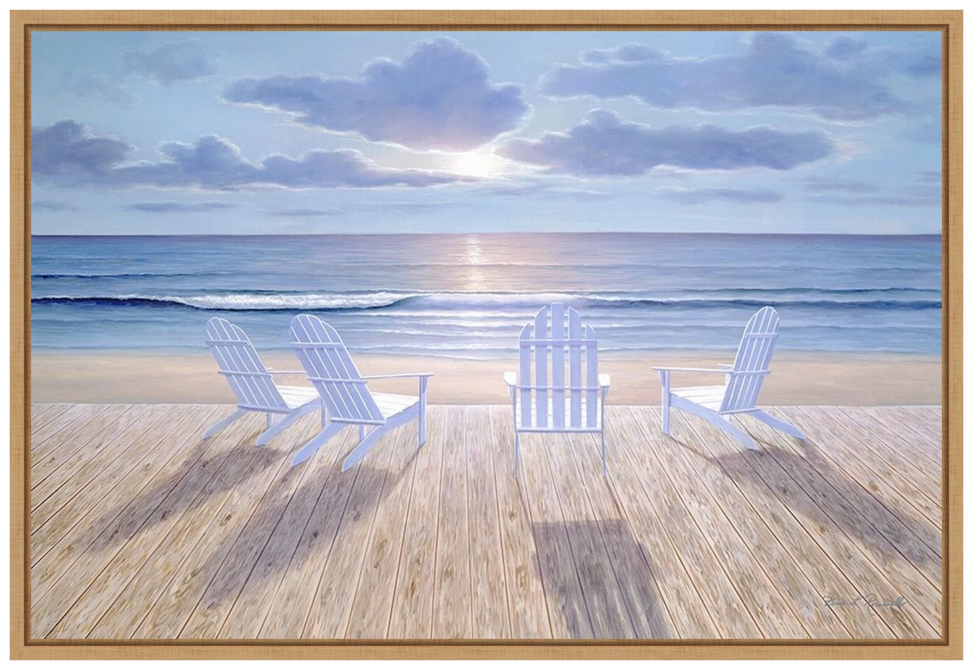 Amanti Art Framed Canvas Wall Art 23x33 - Friends and Lovers by Diane Romanello, Beach Themed Framed Painting, Modern Home Decor for Living Room, Bedroom, Bathroom & Kitchen - Perfect for Coastal Style Interiors and Gift Giving