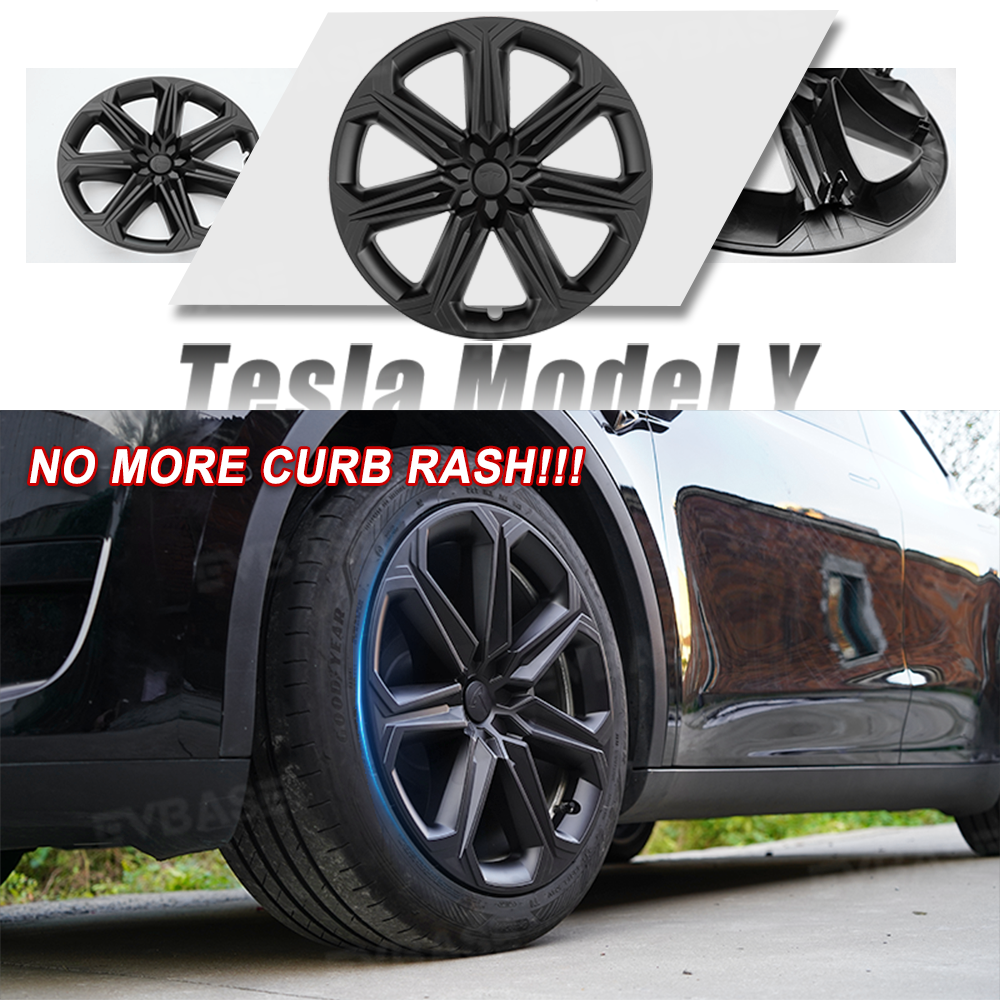 Tesla Model Y 19 Inch Wheel Covers - Full Wrapped ABS Hub Caps (Matte Black, 4PCS) for Enhanced Style & Protection - Perfect for Daily Commuting & Road Trips