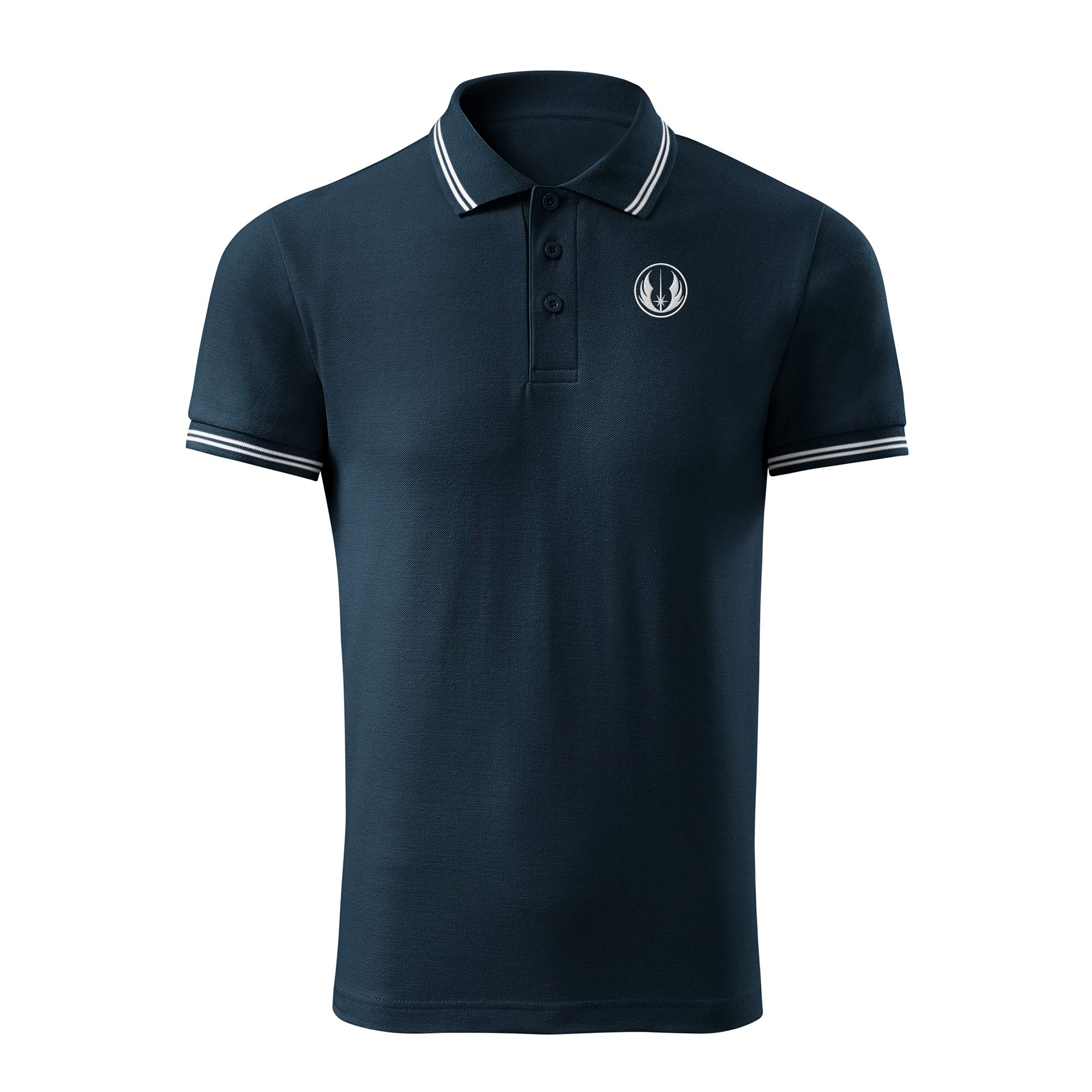 Original Star Wars Jedi Logo Embroidered Polo Shirt for Men - Premium Quality White Cotton Shirt - Perfect for Cosplay, Halloween Costumes & Everyday Wear