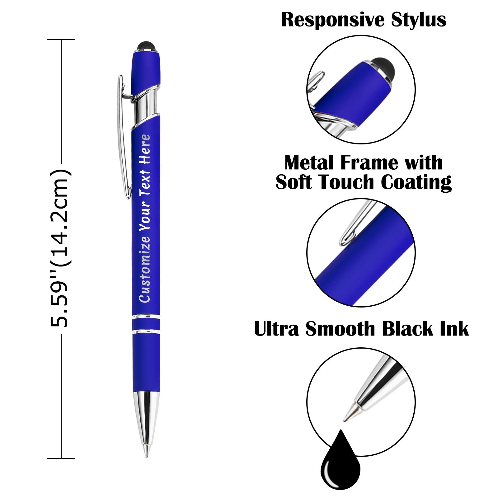 Aolun 108 Custom Engraved Pens Bulk with Stylus - Personalized Soft Touch Metal Pens for Graduation, Birthday, Boss, Teacher Gifts - Engrave Name, Logo or Message - Light Green - Perfect for Office, School, Events & Corporate Giveaways