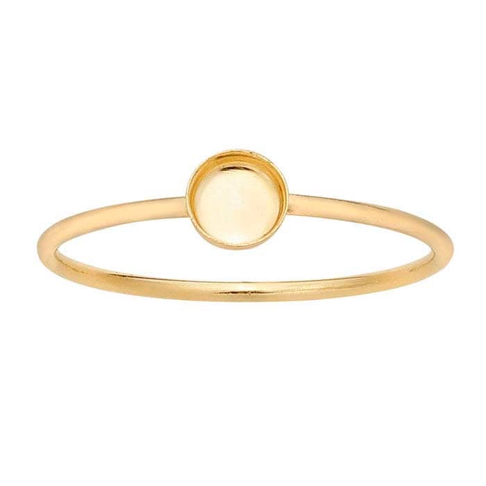14K/20K Yellow Gold Filled Round Cabochon Ring Mounting - 3mm, 4mm, 5mm, 6mm, 8mm Sizes - Blank Cabochon Setting for Size 5 to 8 - Perfect for Jewelry Making, DIY Rings, and Custom Gemstone Designs