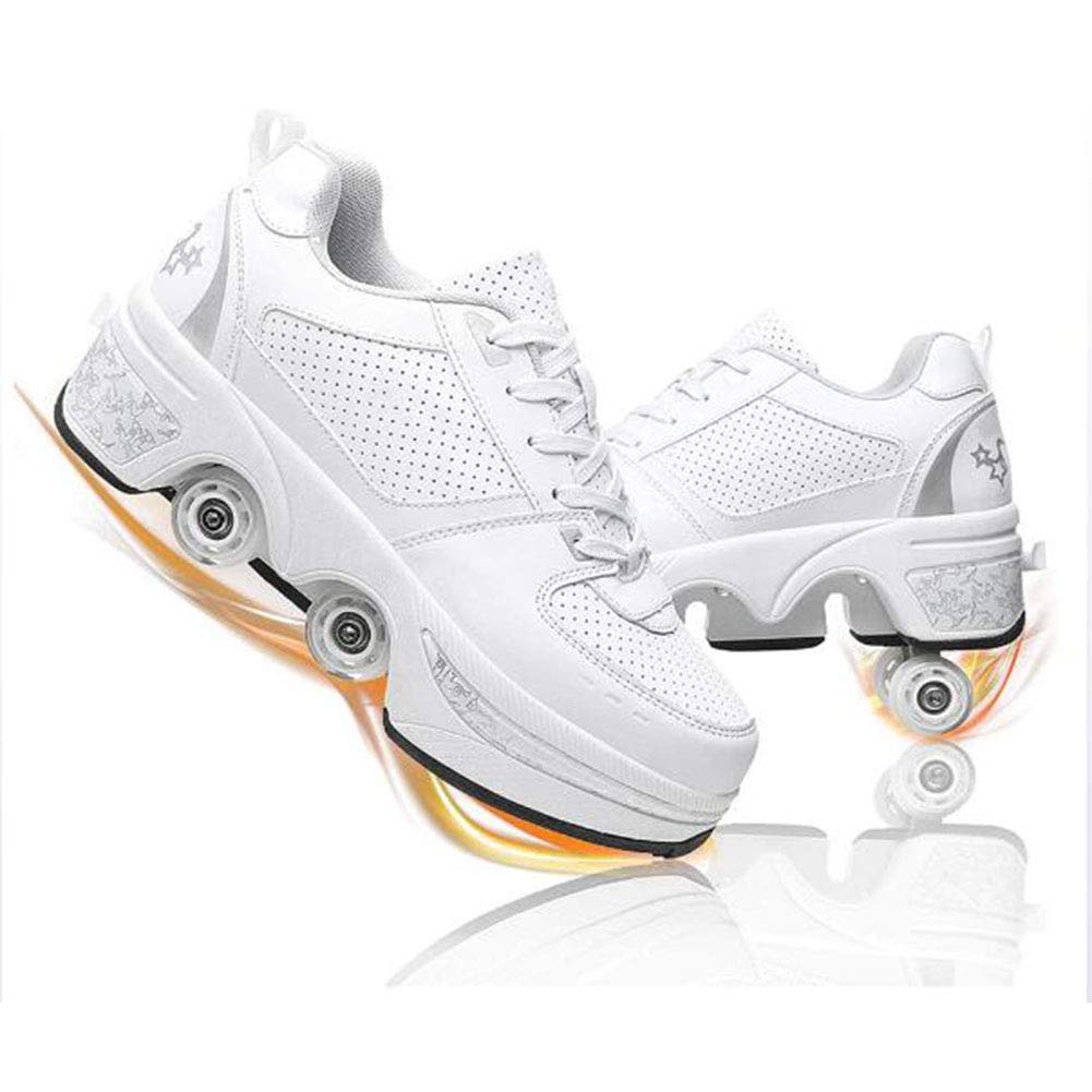 GHDE& Roller Skates for Adults & Kids - Unisex Casual Walking Sneakers with Deform Wheels, Perfect for Beginners, Couples & Family Outdoor Fun - Ideal for Parks, Streets & Fitness