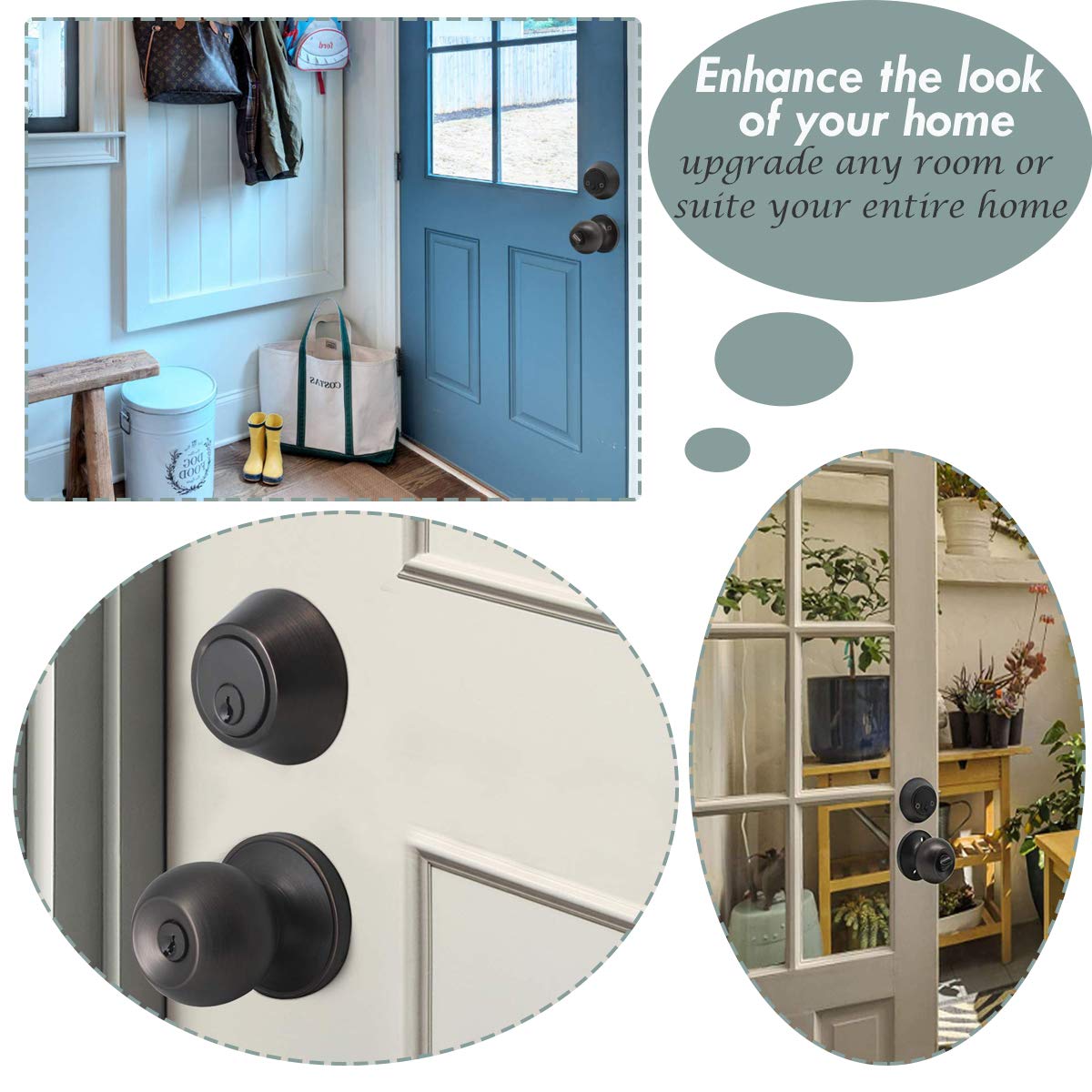 5-Pack Oil Rubbed Bronze Door Locksets - Keyed Alike Deadbolt & Knob Set for Secure Home Entry