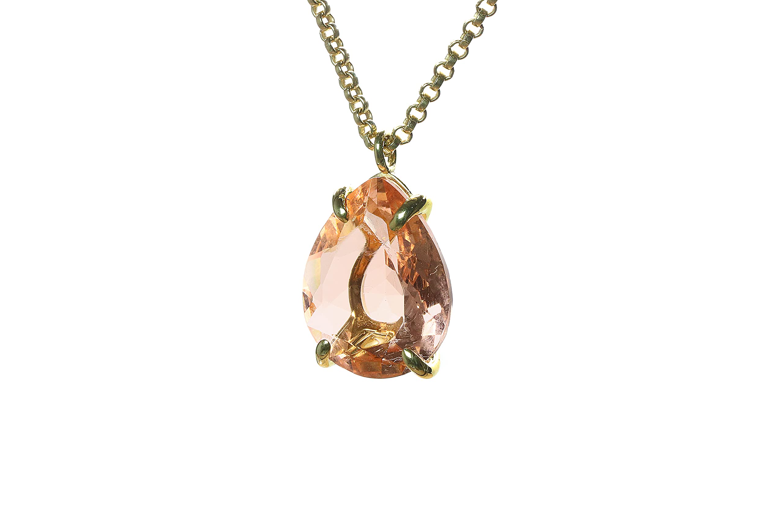 Anemone Handmade Morganite Pear Pendant Necklace - 14K Gold Layering Necklace for Women, Elegant Bridesmaid Gift with Jewelry Box | Perfect for Weddings, Anniversaries & Everyday Fashion