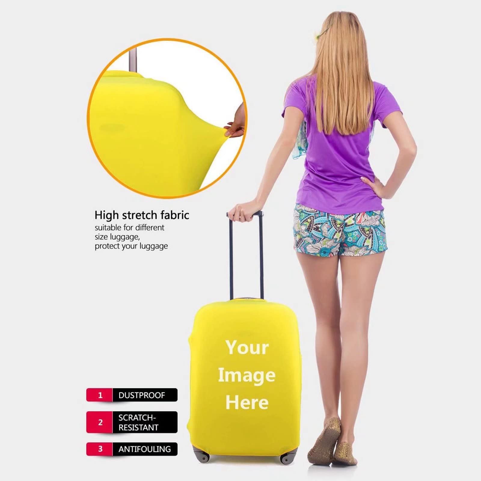 SEANATIVE USA Flag Print Anti-Scratch Luggage Cover - Elastic Spandex Suitcase Protector for Travel, Durable Suitcase Decoration - Perfect for Airplane, Cruise & Business Trips