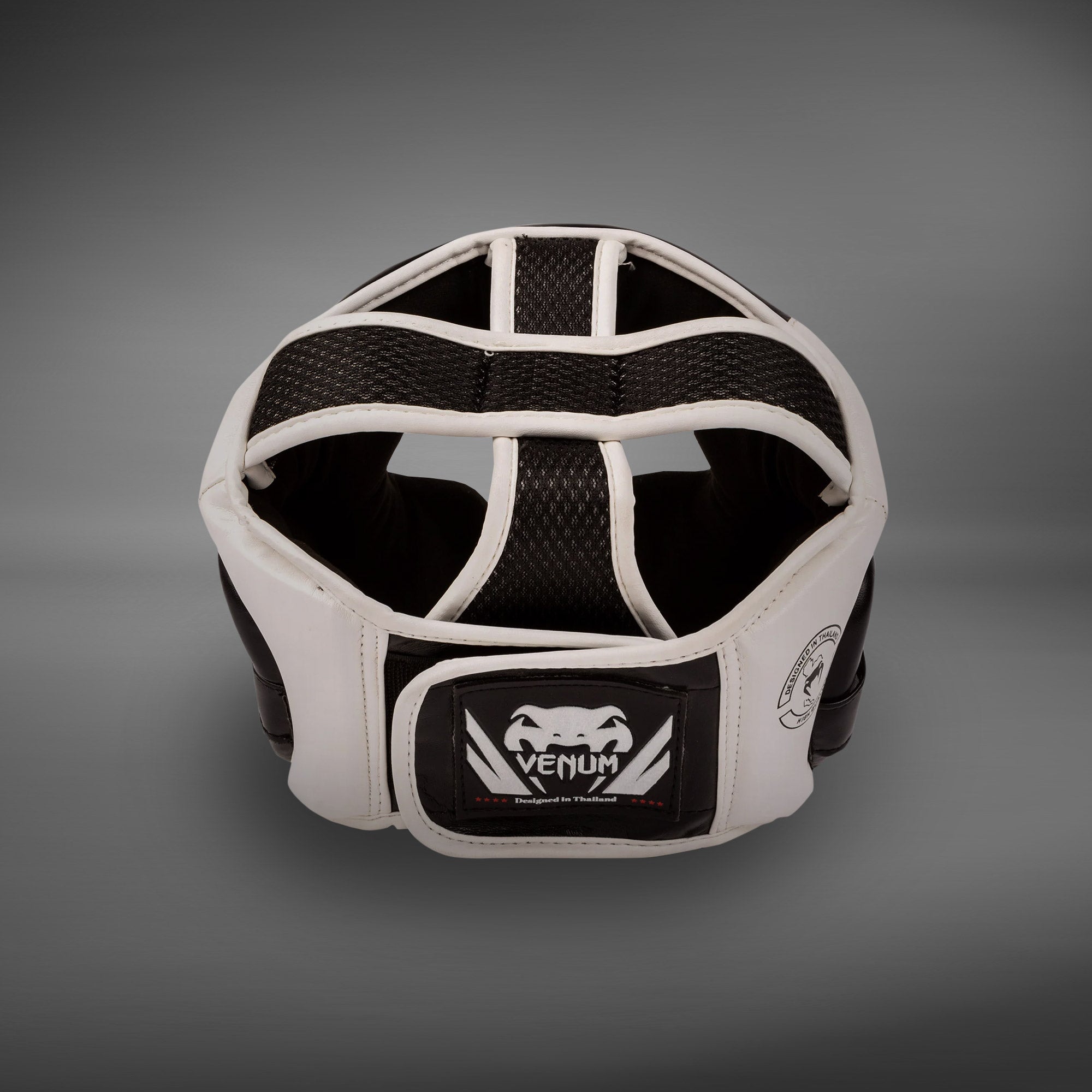 Venum Challenger Kids Headgear - Black/White - Youth MMA Head Protection for Training & Sparring