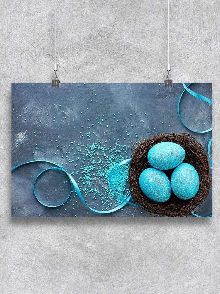Easter Eggs in Bird Nest Poster - Spring Home Decor, Easter Party Supplies, Wall Art for Living Room & Nursery - Perfect for Easter Celebrations, Gifts & Seasonal Decorations