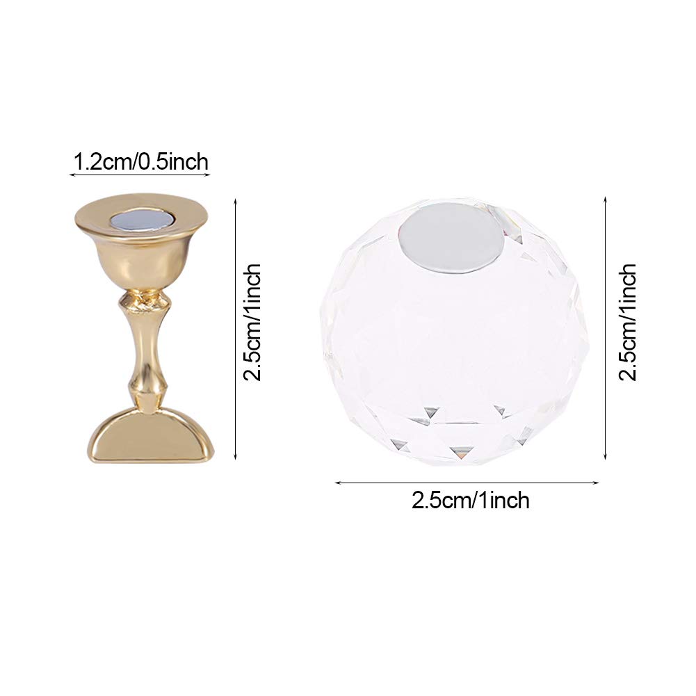 4 Types Magnetic Nail Tip Practice Stand - Alloy Nail Art Display Holder for Salon & Home Manicure - Perfect for Nail Tech Training, DIY Practice & Professional Nail Art Showcase (#2 White Spherical Crystal)
