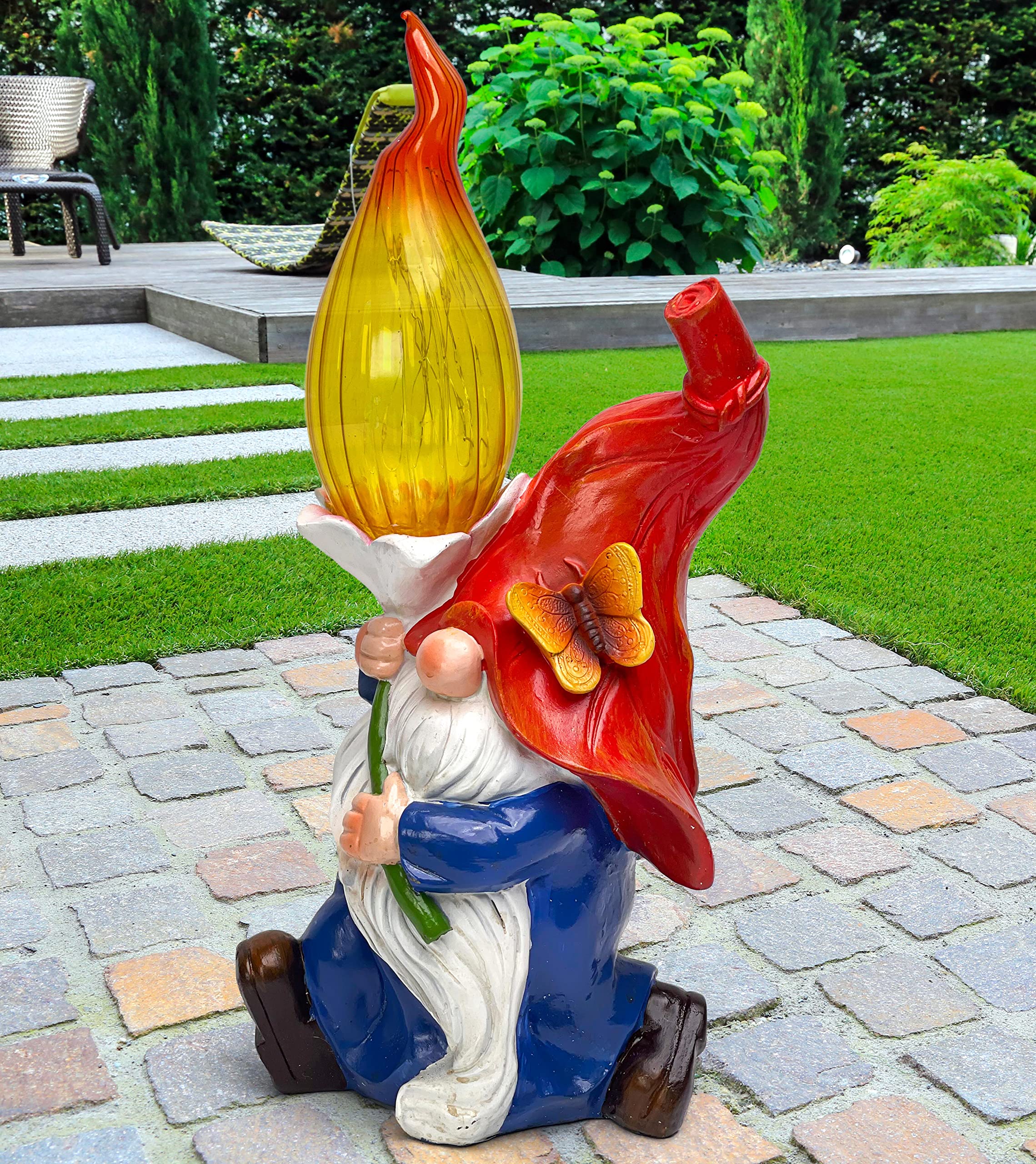 Solar-Powered Large Garden Gnomes - Outdoor Decor for Patio & Yard | Weather-Resistant Solar Garden Statues | Perfect Gift for Women, Sisters & Garden Lovers | Ideal for Outdoor Decorations, Backyard Landscaping & Holiday Gifts