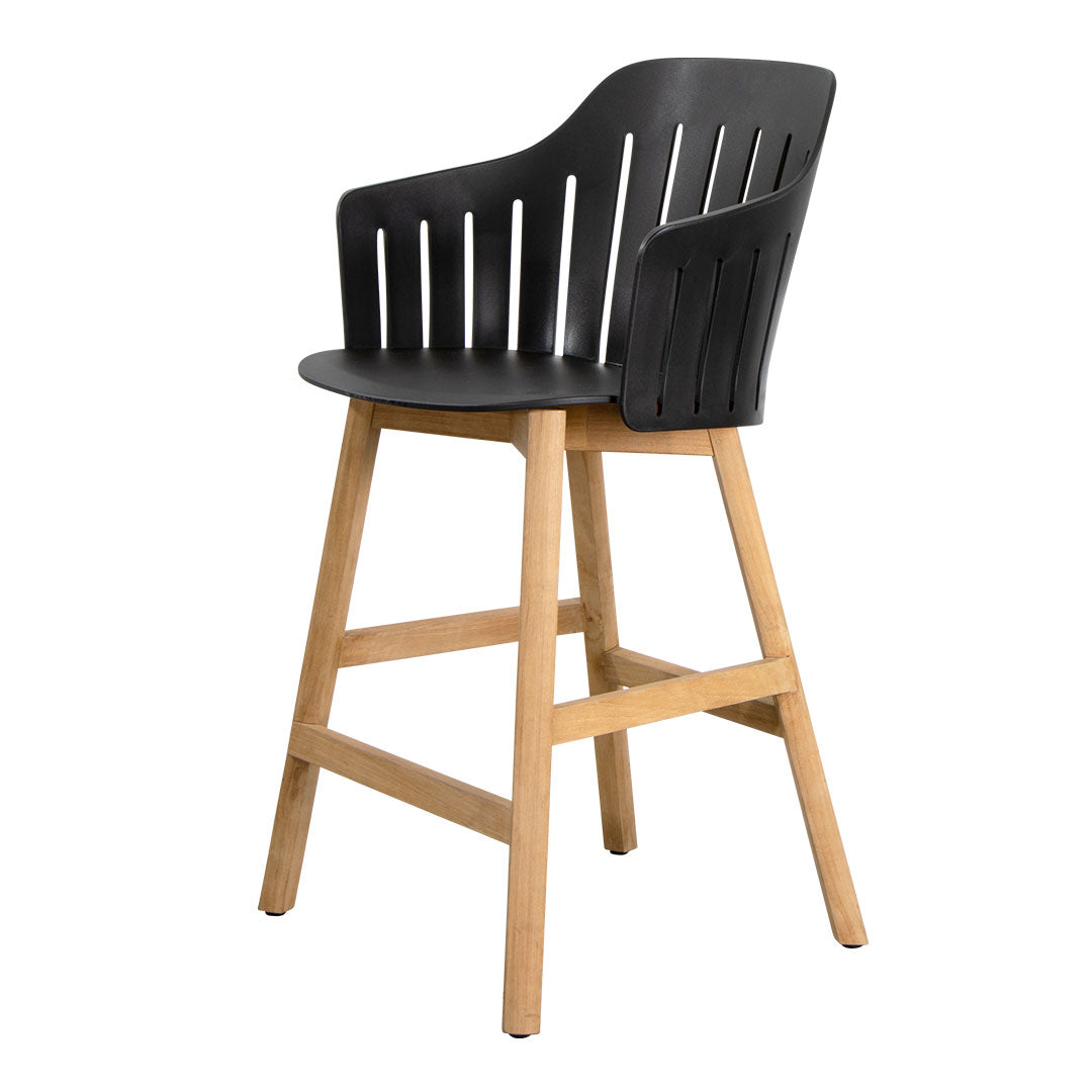 Premium Outdoor Counter Chair with Wood Base - Includes Comfortable Back & Seat Cushions - Perfect for Patio, Deck, Poolside & Outdoor Dining Areas