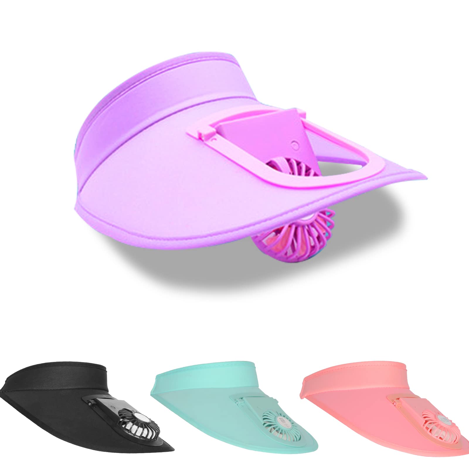 Women's Sun Visor Hat with Built-in Cooling Fan - UV Protection Outdoor Sports Hat for Running, Golf, Hiking & Beach