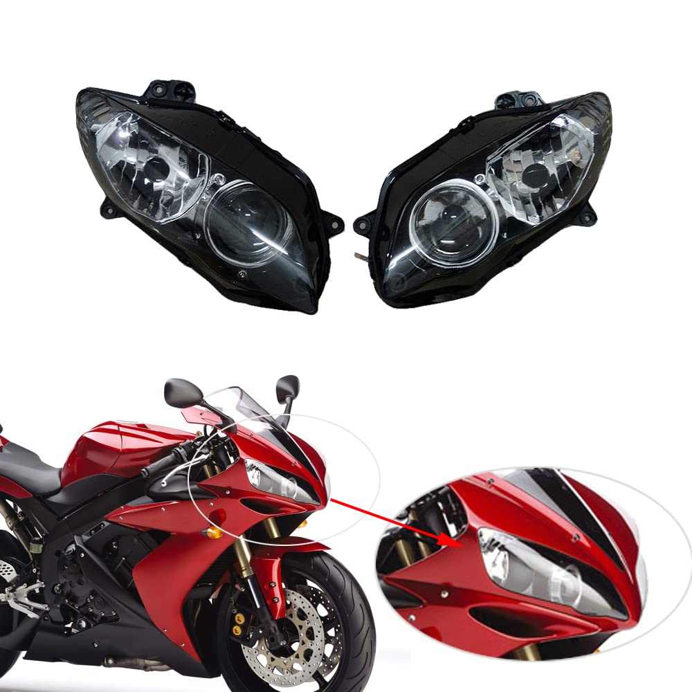 Yamaha YZF R1 2004-2006 Headlight Assembly - Replacement Motorcycle Headlamp Housing for YZF1000 & YZF-R1 Models (04-06) - Perfect for Night Riding & Road Safety