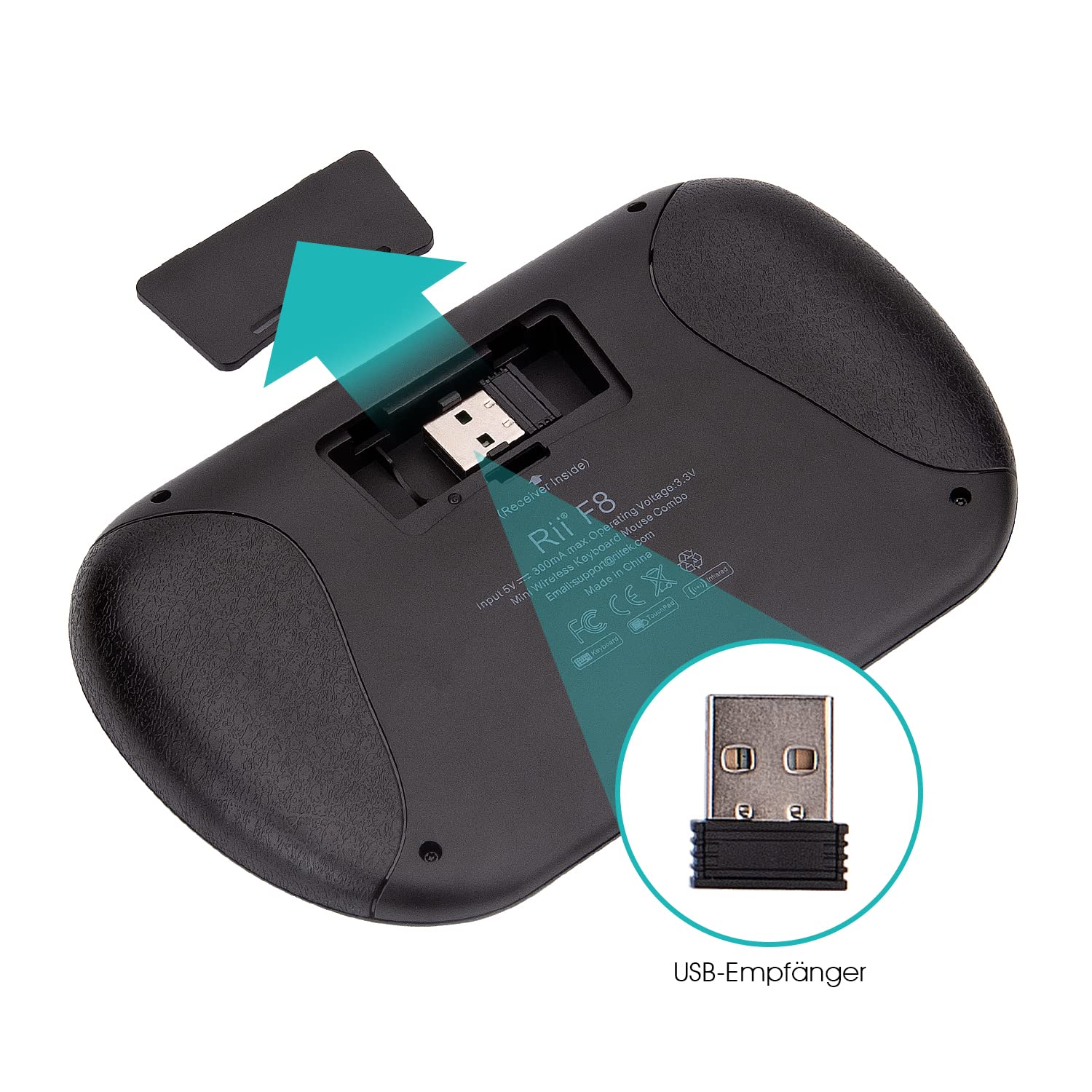 Rii F8 Wireless Keyboard with Touchpad - Backlit for PC, Android TV, Smart Home Control