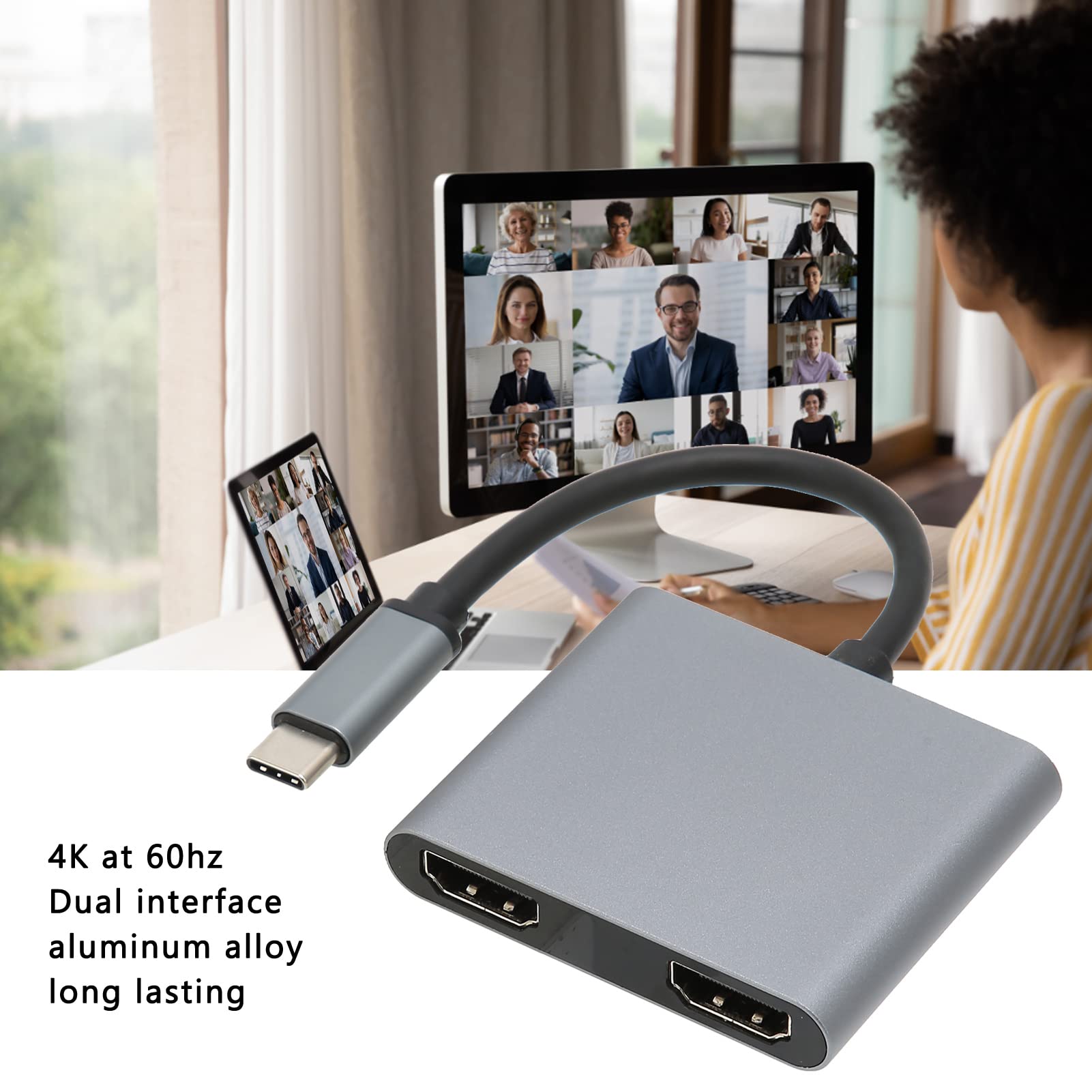 Ciciglow USB C to Dual HDMI Adapter - 4K Aluminum Alloy Converter for MacBook Pro/Air, iPad Pro, Windows Laptops & More - Extend Screen for Work, Gaming & Presentations