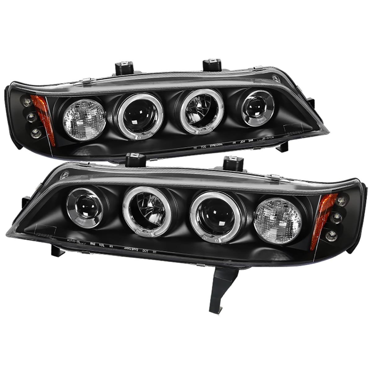 94-97 Honda Accord LED Halo Projector Headlights - Black Pair for 2/4 Door Models | High Visibility Night Driving & Custom Car Styling