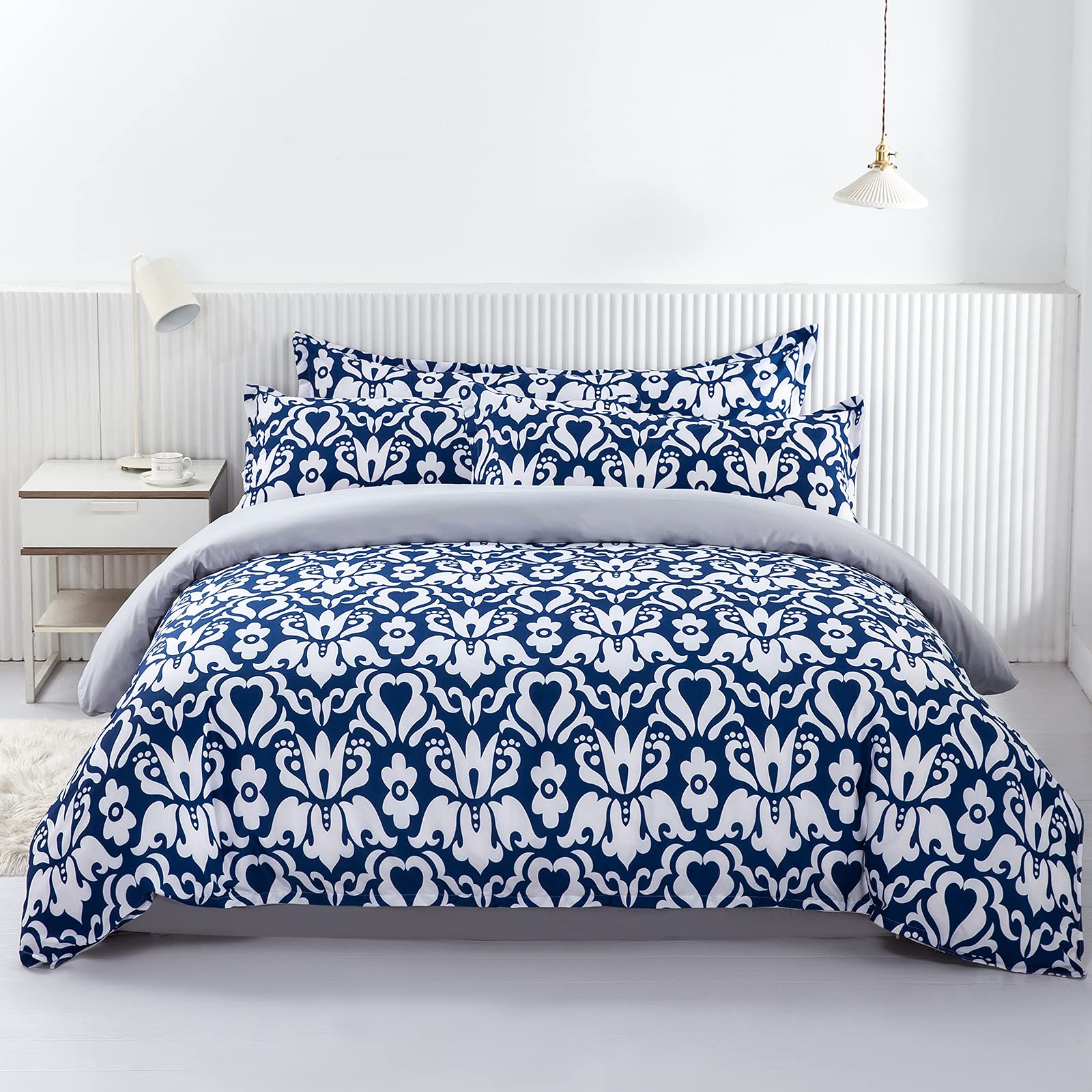 Minimalist Style Quilt Cover Set - 2-Piece (1 Pillowcase + 1 Quilt) or 3-Piece (2 Pillowcases + 1 Quilt) - Twin Size 68x86 Inches - Soft Breathable Cotton Bedding for Modern Bedroom & Guest Room Decor