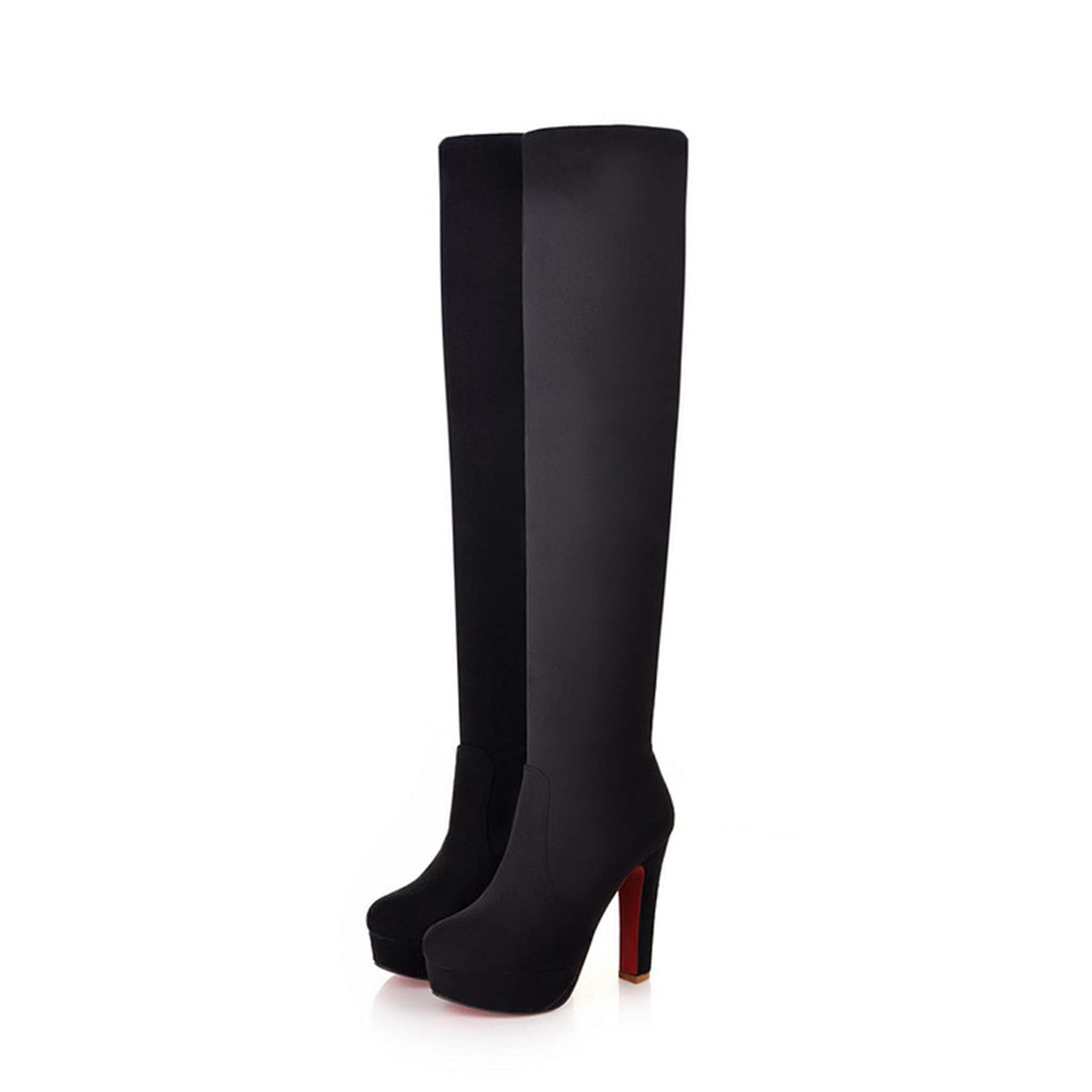 Dear Time Women's Suede Pointed Toe Knee High Boots - Fashion Winter Warm Lace Up Ankle Boots for Casual Outfits & Office Wear, Black, Size US 9
