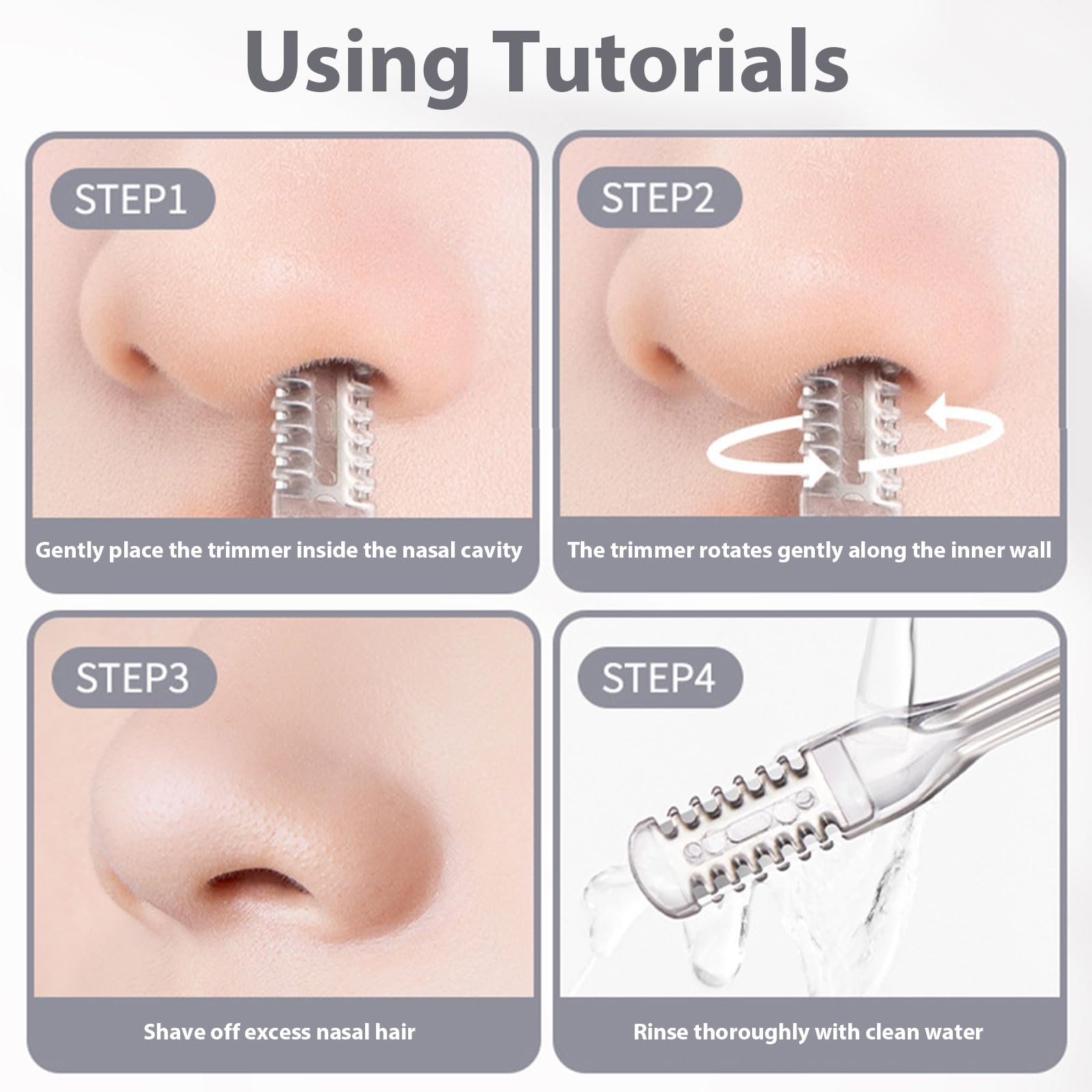 2 in 1 Double Sided Nose Hair Trimmer - Electric Rotating Nasal Hair Cutter for Men, Painless Nose Hair Remover Tool, Portable & Rechargeable for Travel, Gym, Office & Personal Grooming