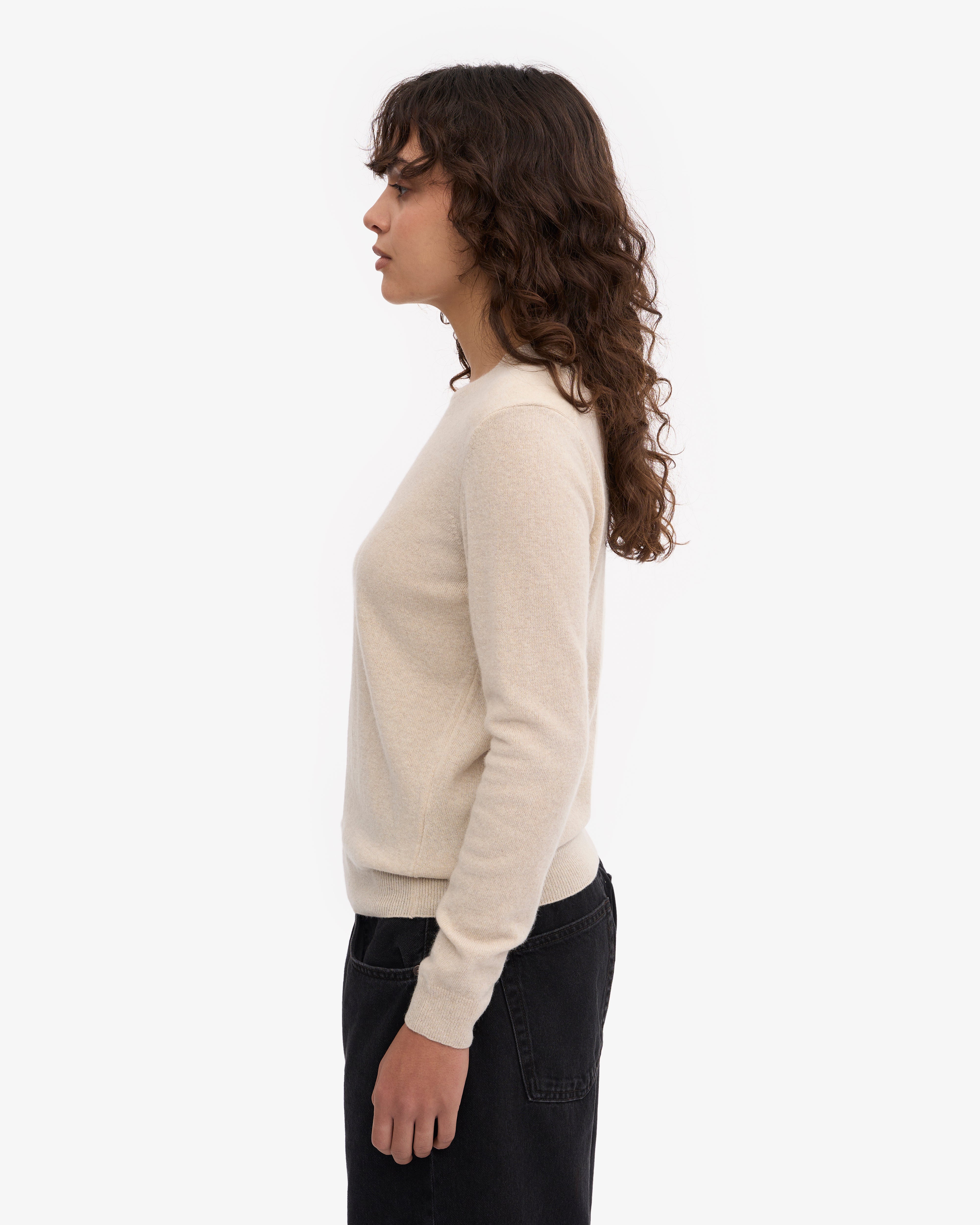 Premium Women's Light Merino Wool Crew Neck Sweater - Ivory White | Soft & Breathable Winter Wear for Office, Travel & Casual Outfits