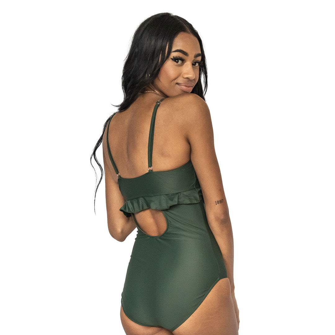 Princess Ruffle One Piece Swimsuit for Women - Floral Print Bathing Suit with Adjustable Straps & High Waist Design - Perfect for Beach Vacations, Pool Parties & Summer Getaways