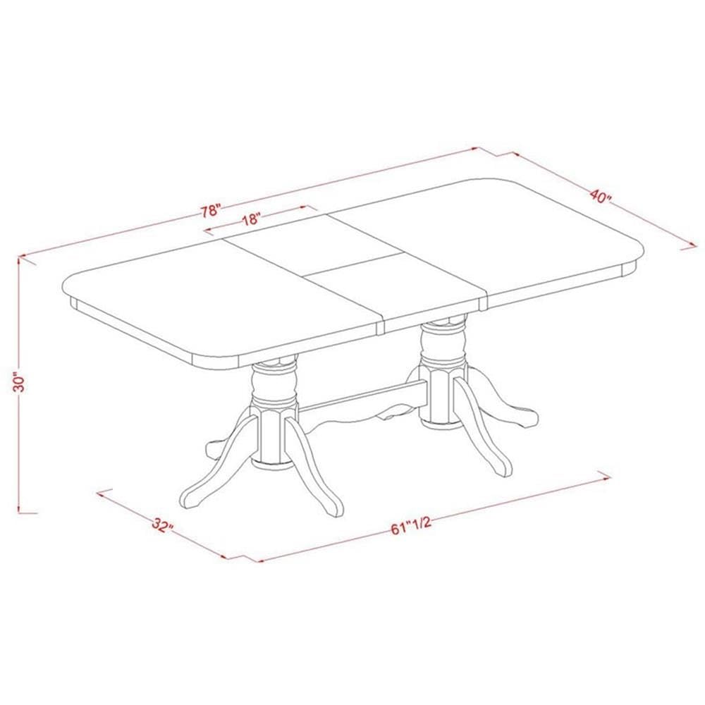East West Furniture NACL5-BMK-W 5-Piece Kitchen Dining Set with Butterfly Leaf Extension Table & 4 Solid Wood Chairs, 40x78 Inch, Buttermilk & Cherry - Perfect for Small Space Dining Rooms, Breakfast Nooks, and Cozy Family Meals