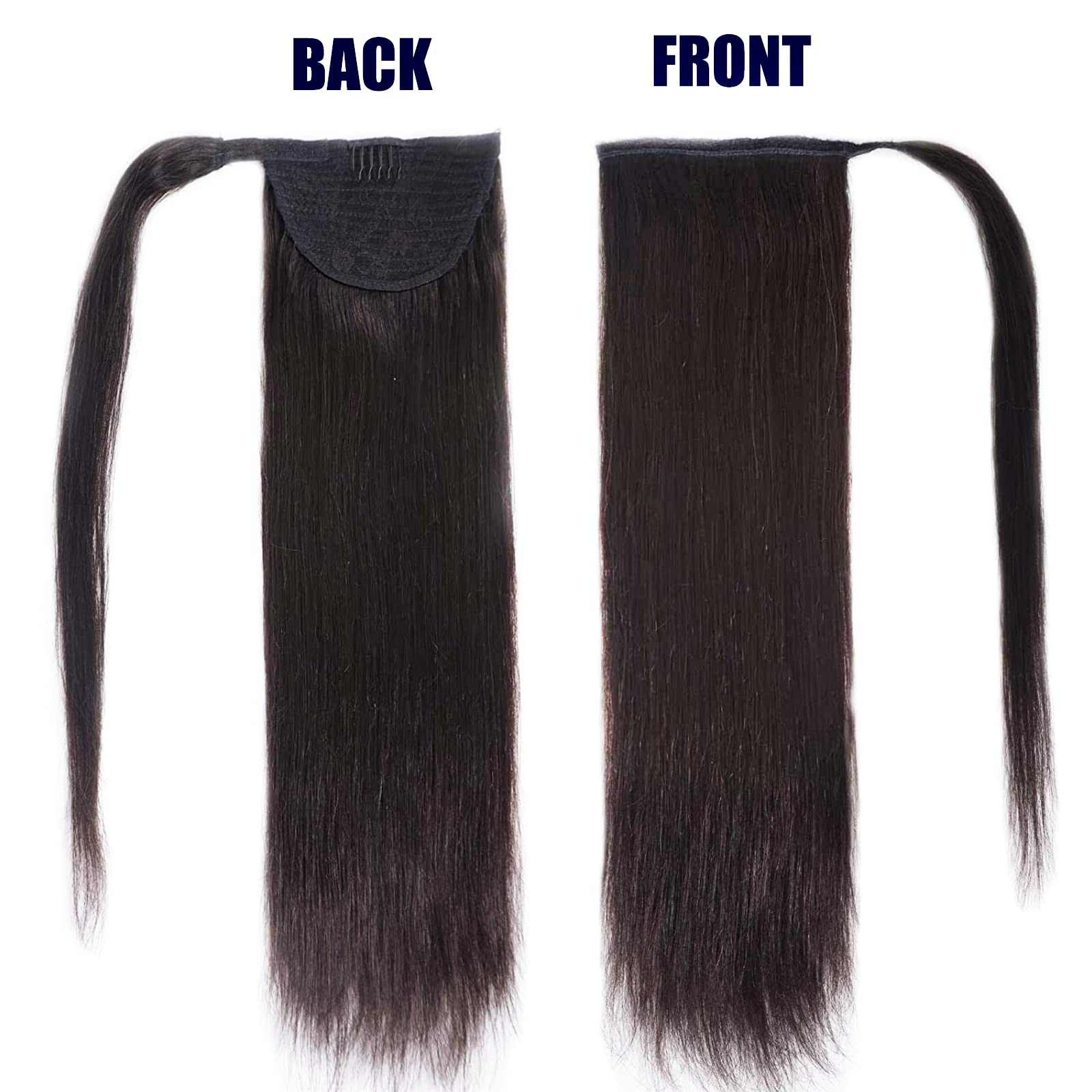 Ugrace Clip-In Human Hair Ponytail Extension - 14 Inch Remy Straight Natural Black #1B for Black Women - Perfect for Daily Wear, Parties & Special Occasions