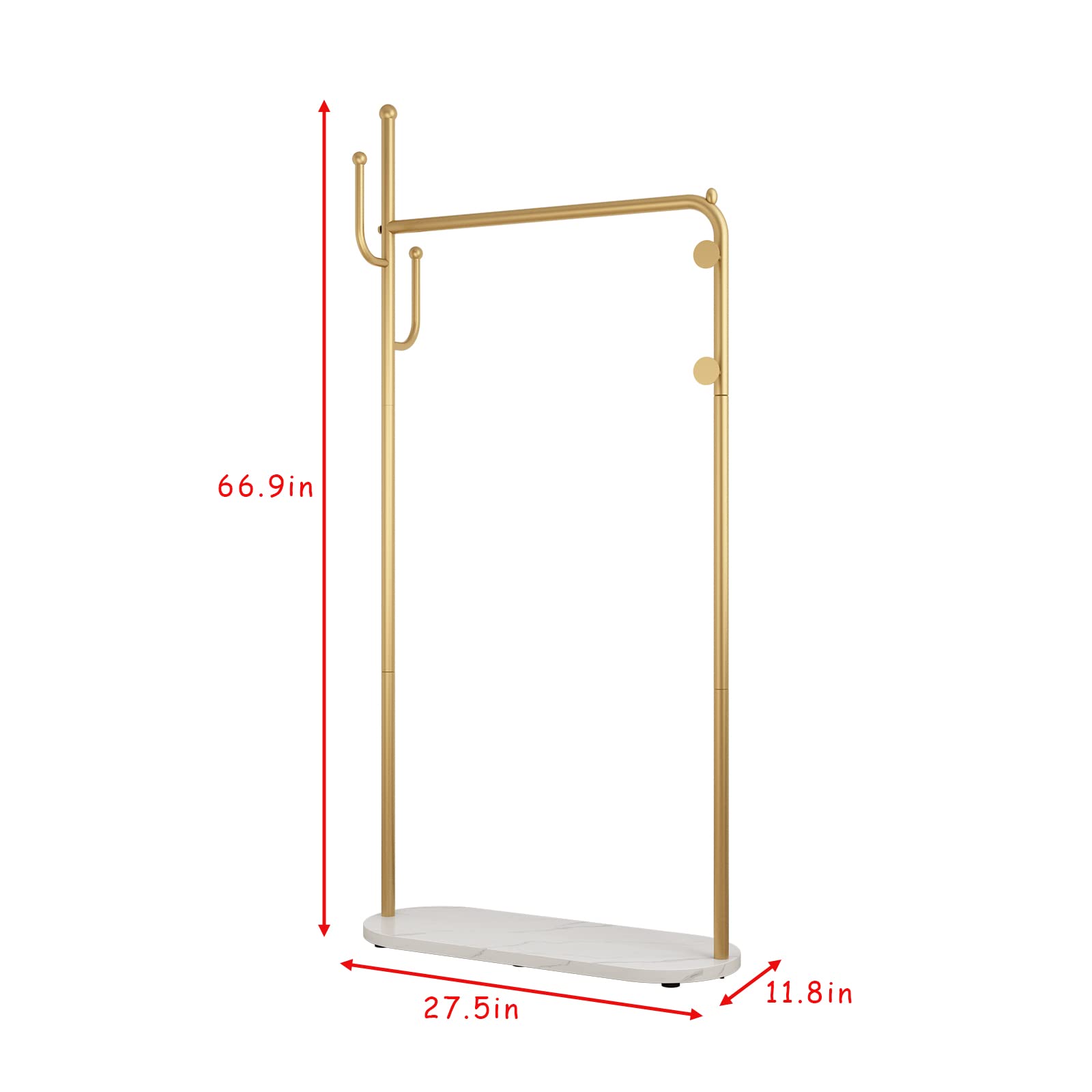 Stylish Gold Clothing Rack with Marble Shelf - Modern Boutique Display Stand for Hanging Clothes | Perfect for Entryway, Hallway, Office or Bedroom Organization & Decor