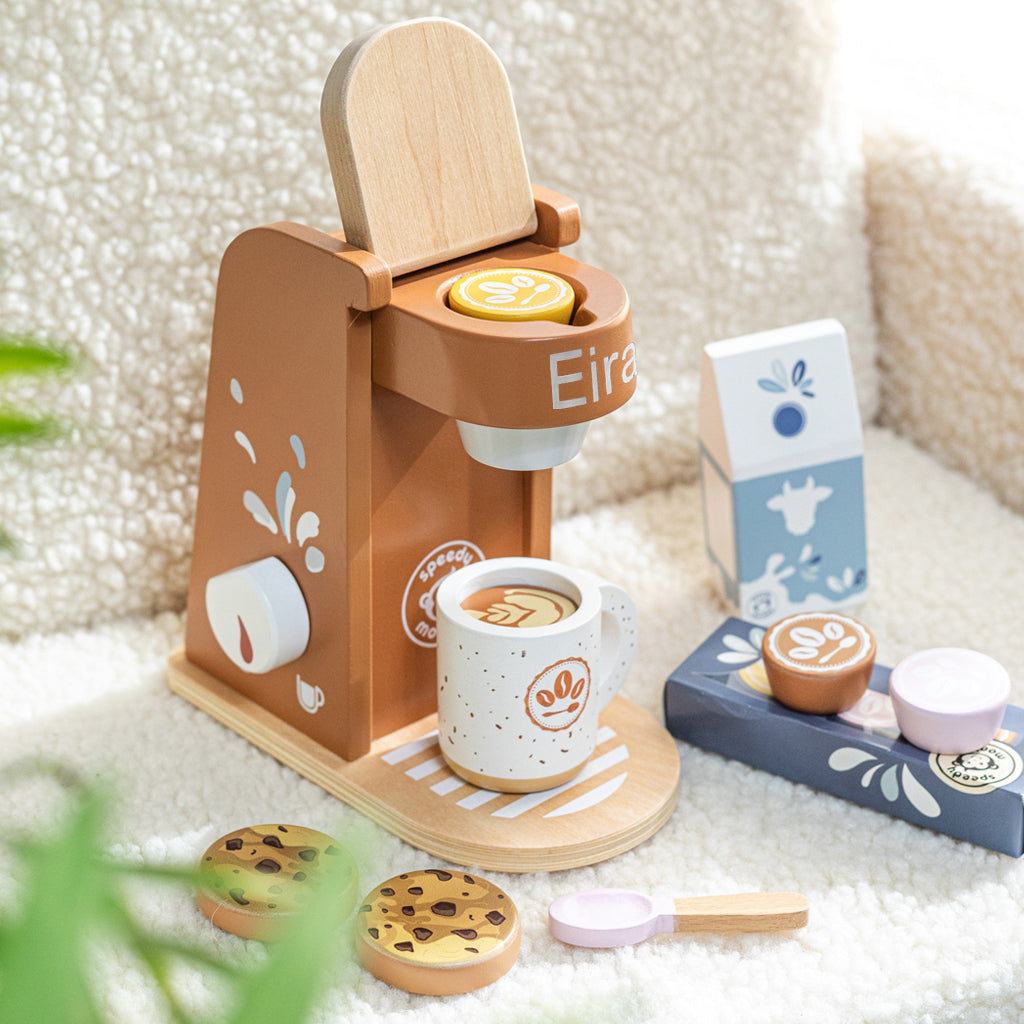Personalized Toy Coffee Machine for Kids - Pretend Play Barista Set, Perfect for Imaginative Play & Birthday Gifts - Play Kitchen Accessories for Toddlers & Children