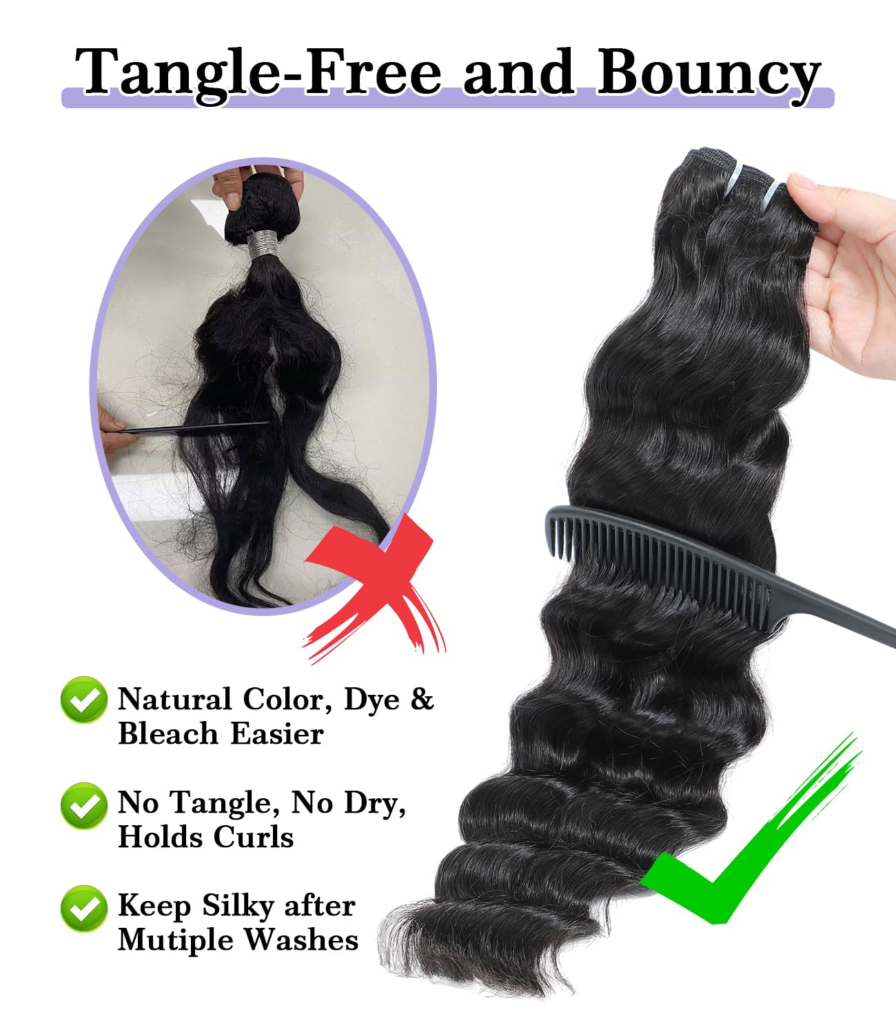 FASHION PLUS 100% Raw Human Hair Bundles - Loose Deep Wave 18 & 20 Inch (2 Bundles) for Natural Look & Styling | Perfect for Weaves, Wigs & Hair Extensions